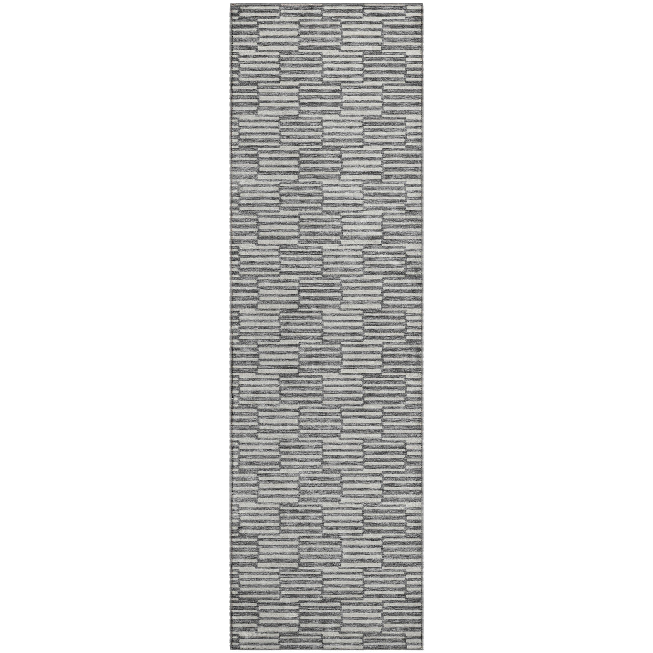 Vienna Machine Washable Transitional Gray Rug 2'3" x 7'6" #shape_Runner