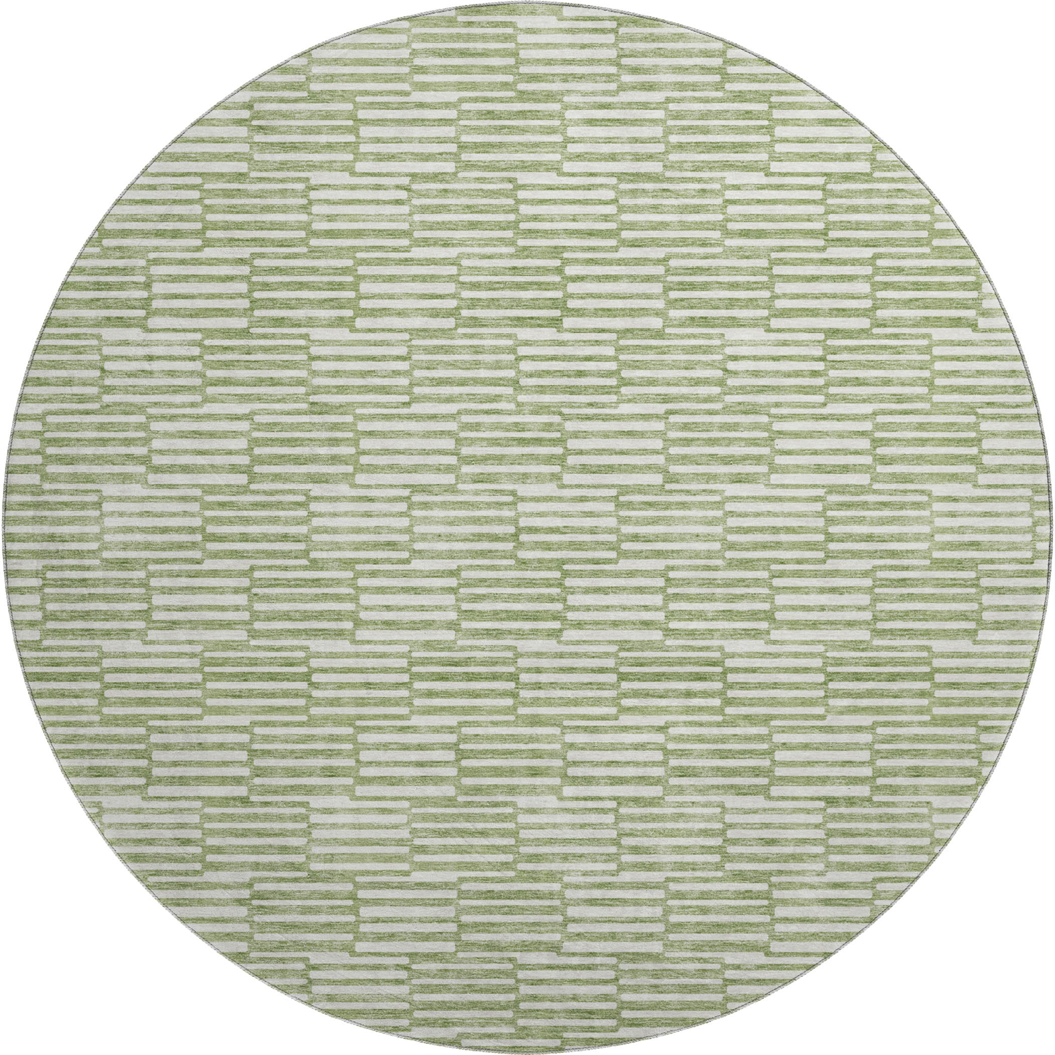 Vienna Machine Washable Transitional Green Rug 8' x 8' #shape_Round