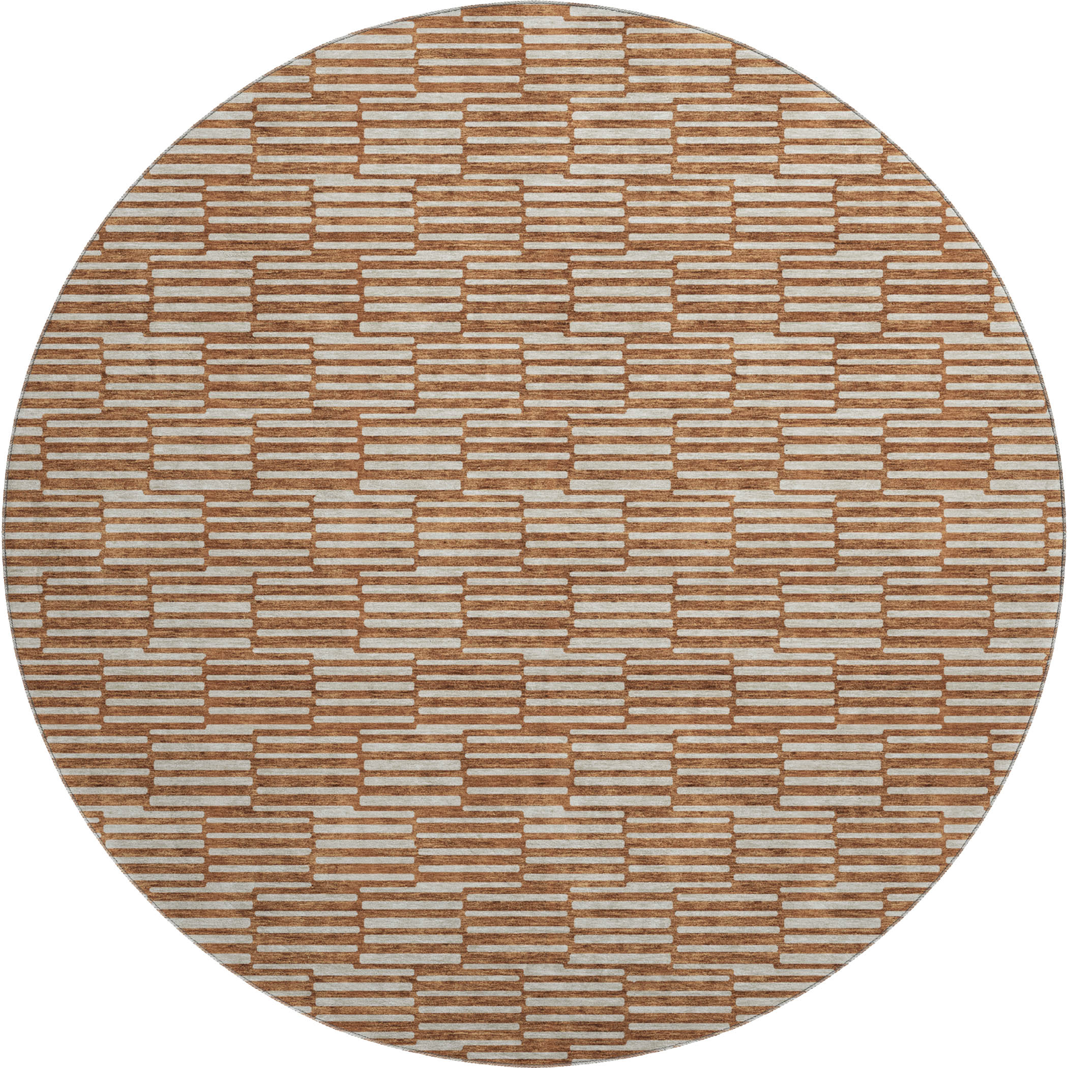 Vienna Machine Washable Transitional Paprika Orange Rug 8' x 8' #shape_Round