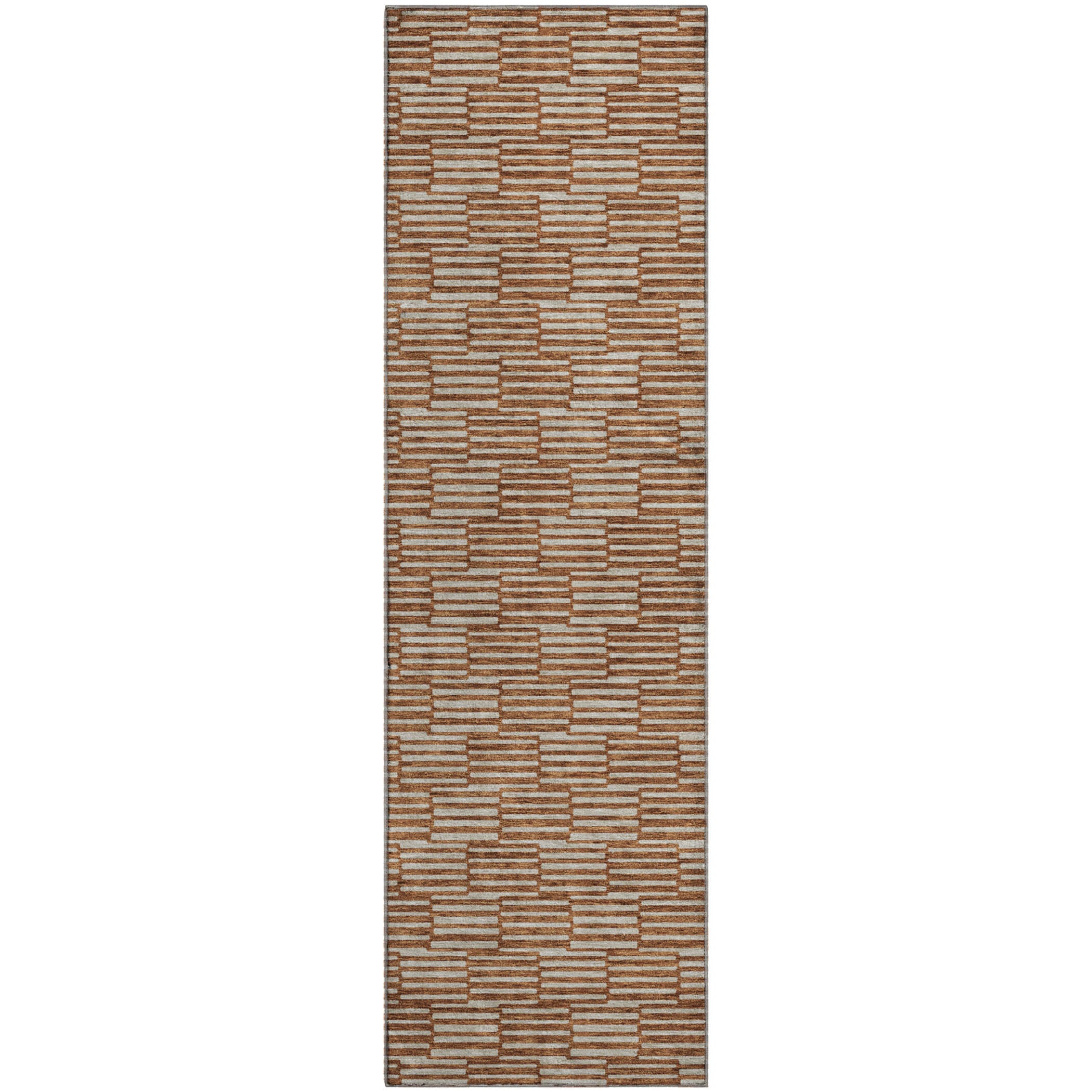 Vienna Machine Washable Transitional Paprika Orange Rug 2'3" x 7'6" #shape_Runner