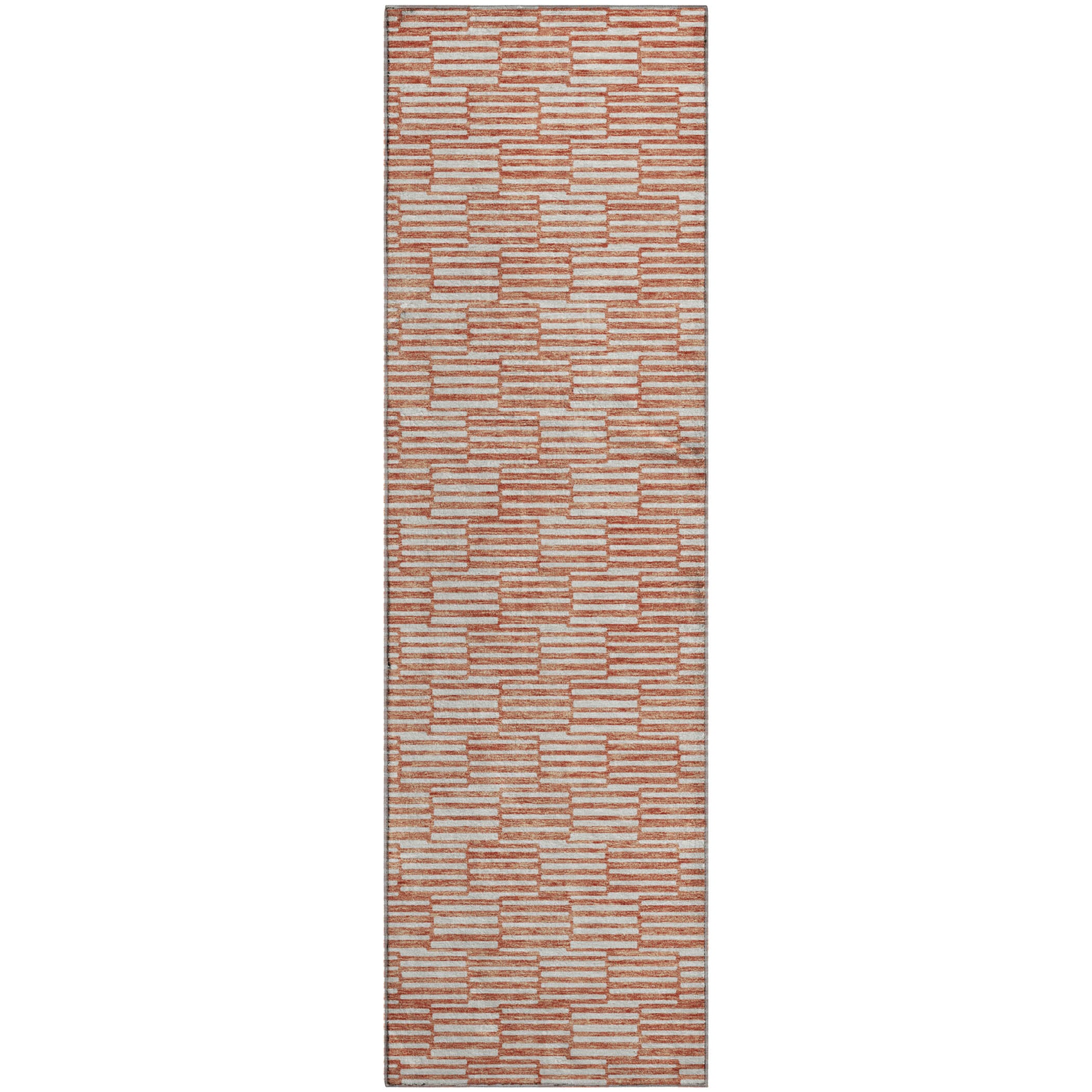 Vienna Machine Washable Transitional Salmon Orange Rug 2'3" x 7'6" #shape_Runner