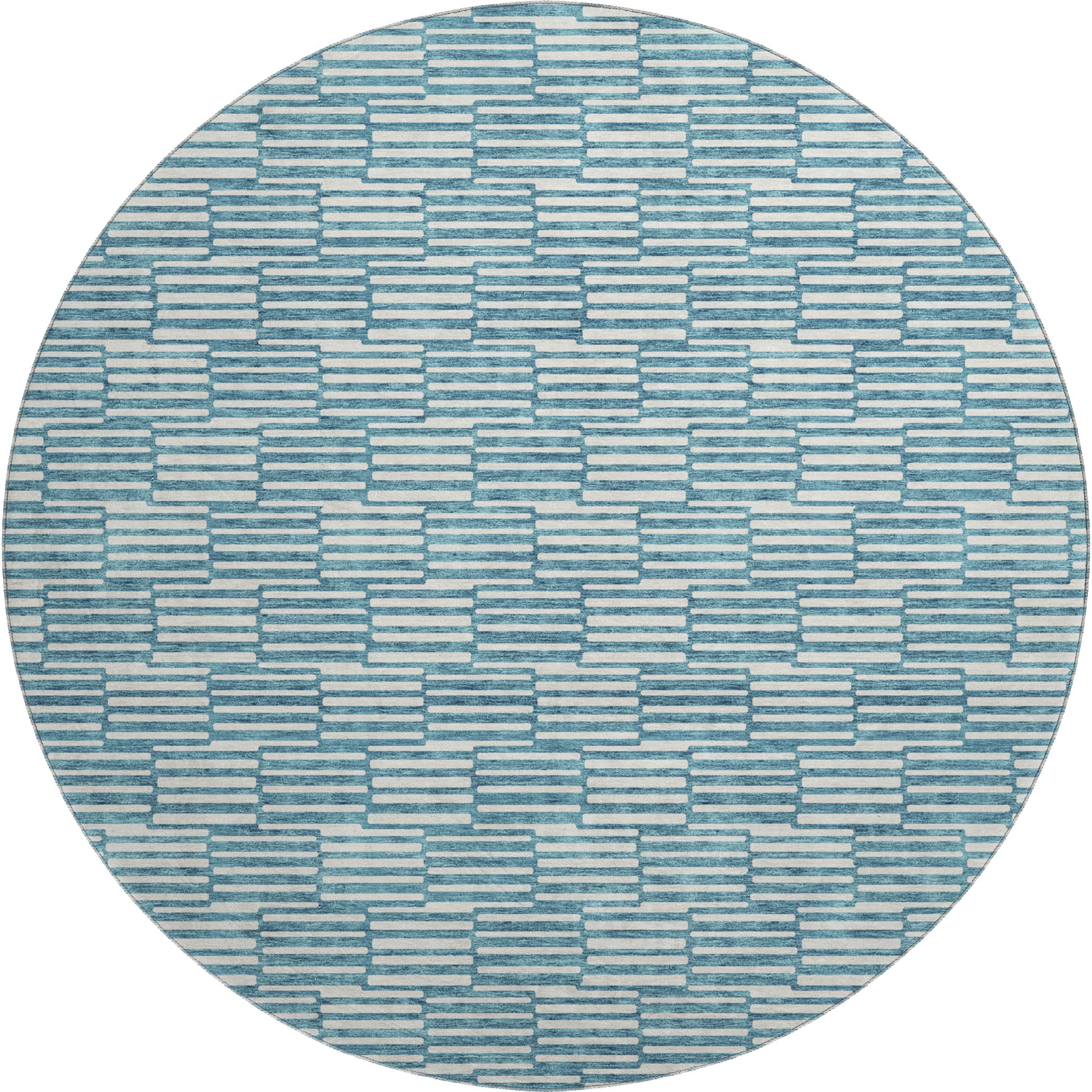Vienna Machine Washable Transitional Teal Rug 8' x 8' #shape_Round