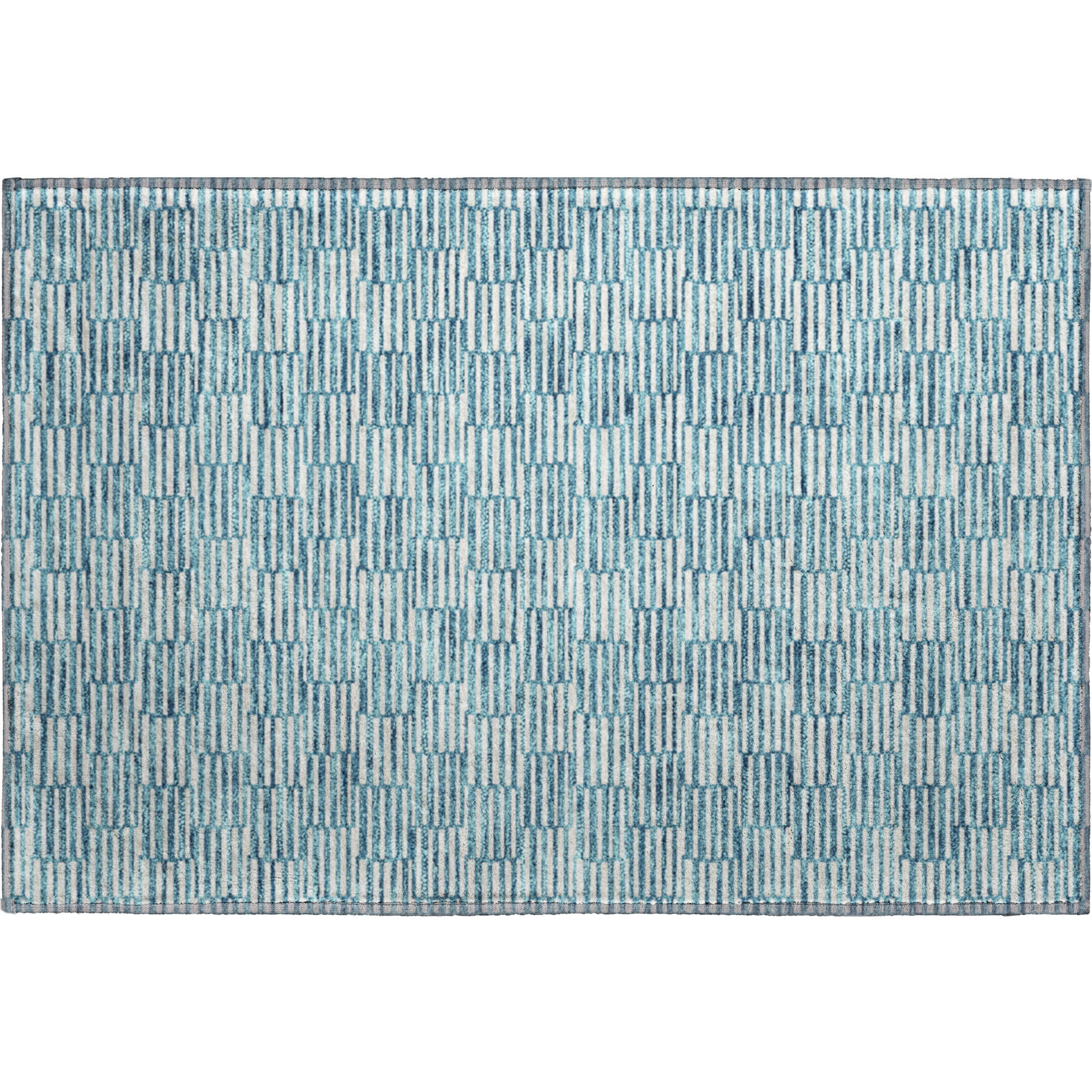 Vienna Machine Washable Transitional Teal Rug 1'8" x 2'6" #shape_Rectangle