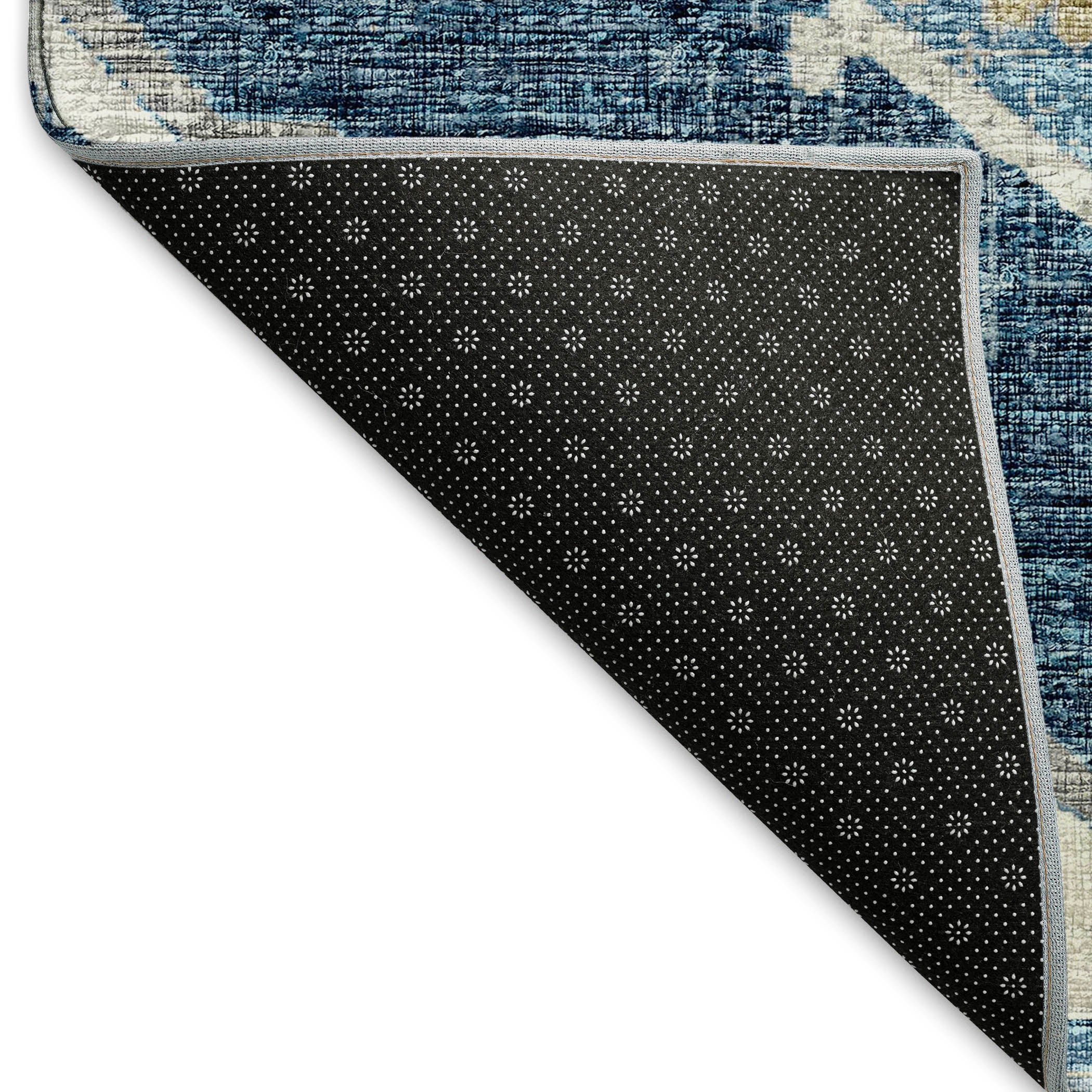 Bogota Machine Washable Traditional Blue Rug 1'8" x 2'6" #shape_Rectangle