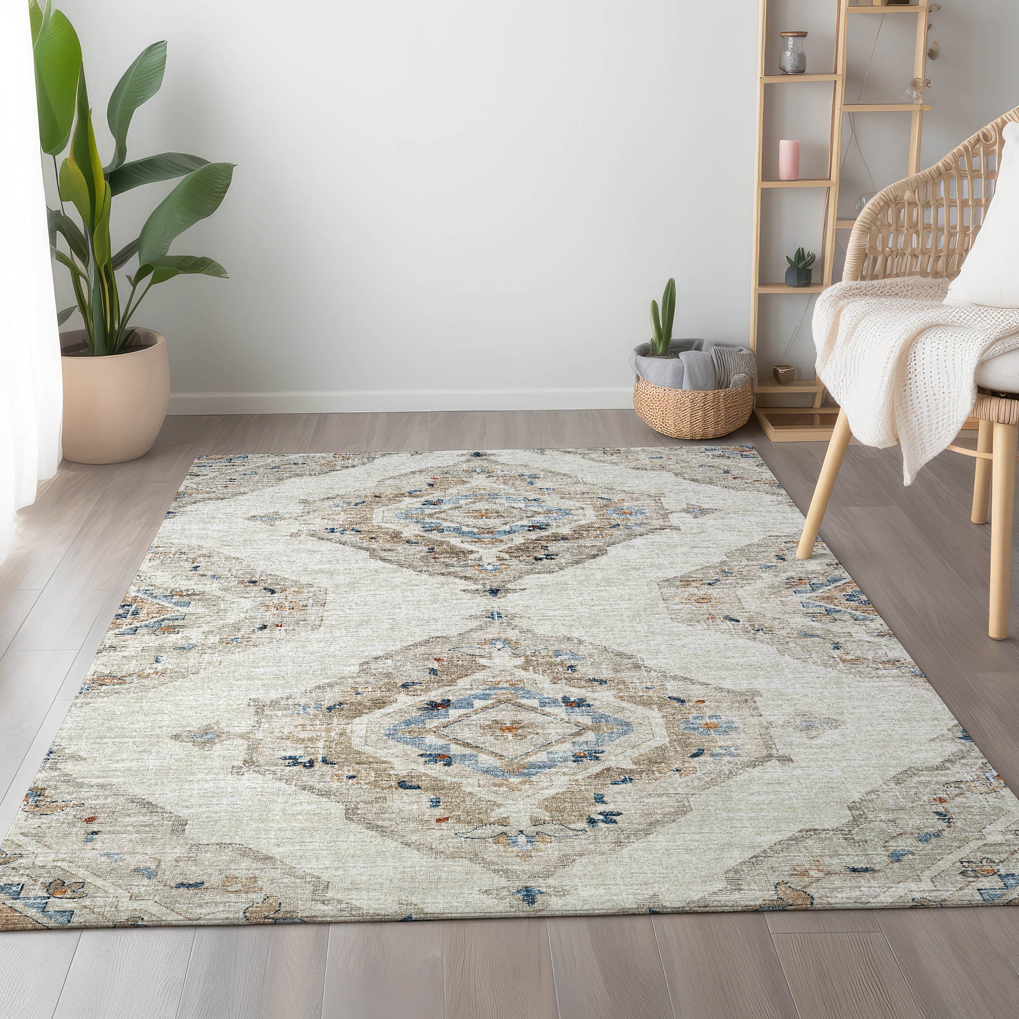 Bogota Machine Washable Traditional Linen Multi Rug 2'6" x 3'10" #shape_Rectangle