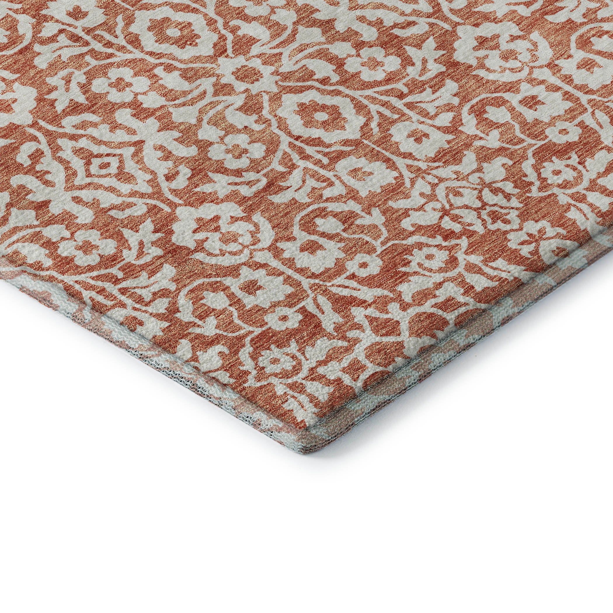 Sintra Machine Washable Traditional Coral Orange Rug 1'8" x 2'6" #shape_Rectangle