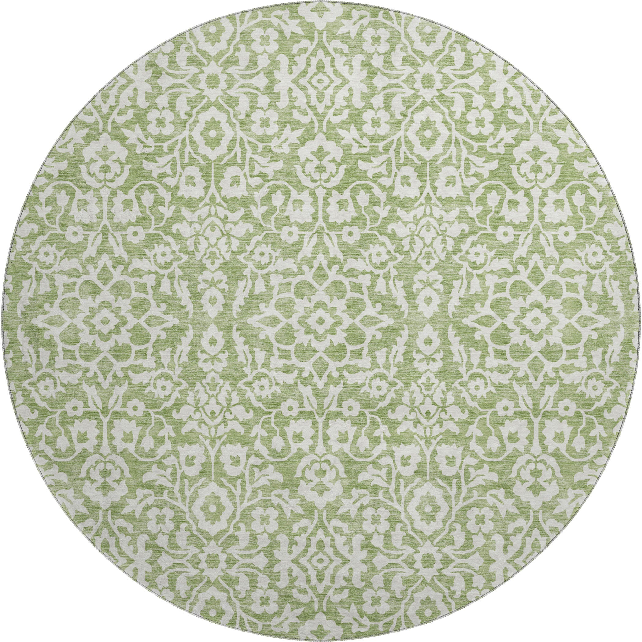 Sintra Machine Washable Traditional Green Rug 8' x 8' #shape_Round