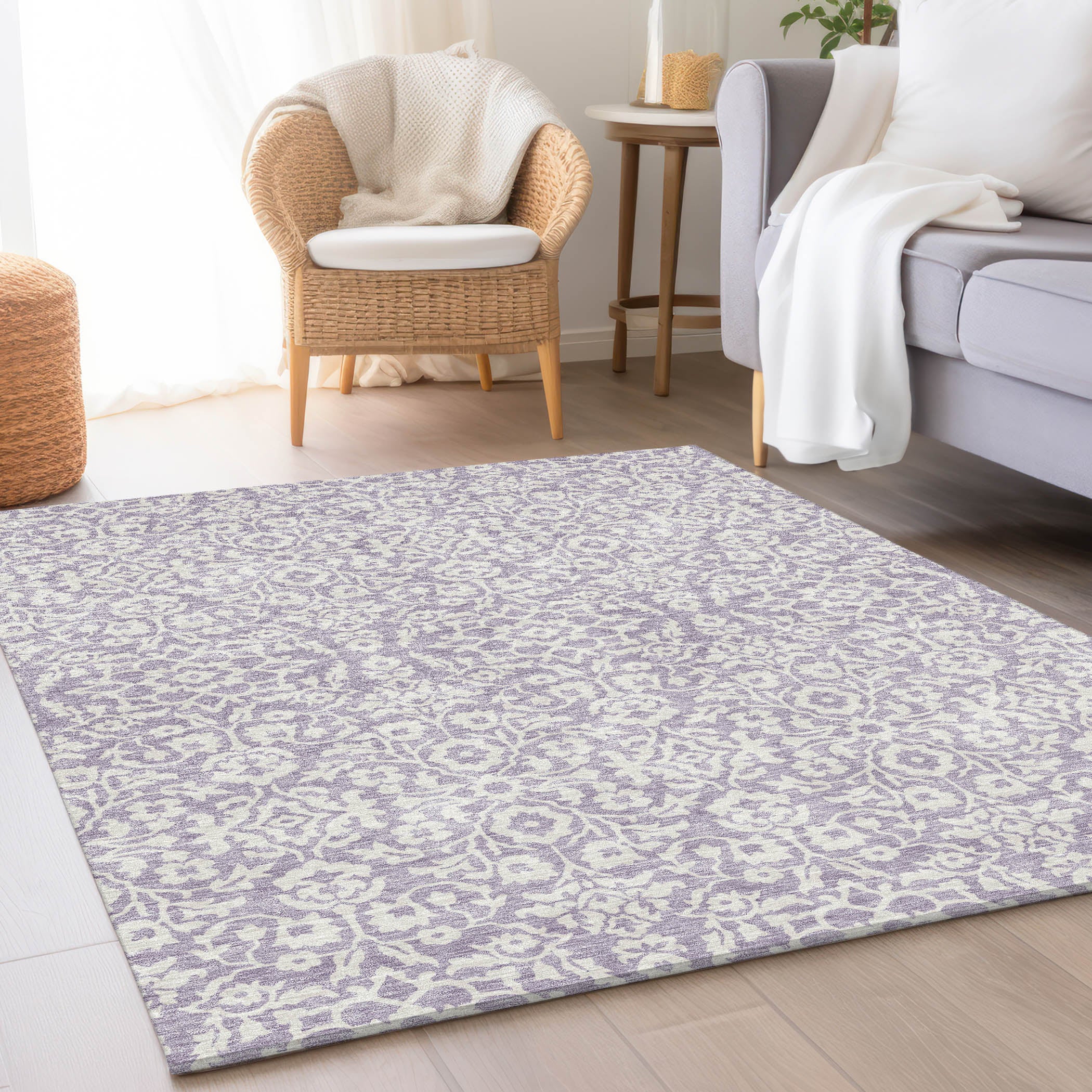 Sintra Machine Washable Traditional Lavender Purple Rug 2'6" x 3'10" #shape_Rectangle