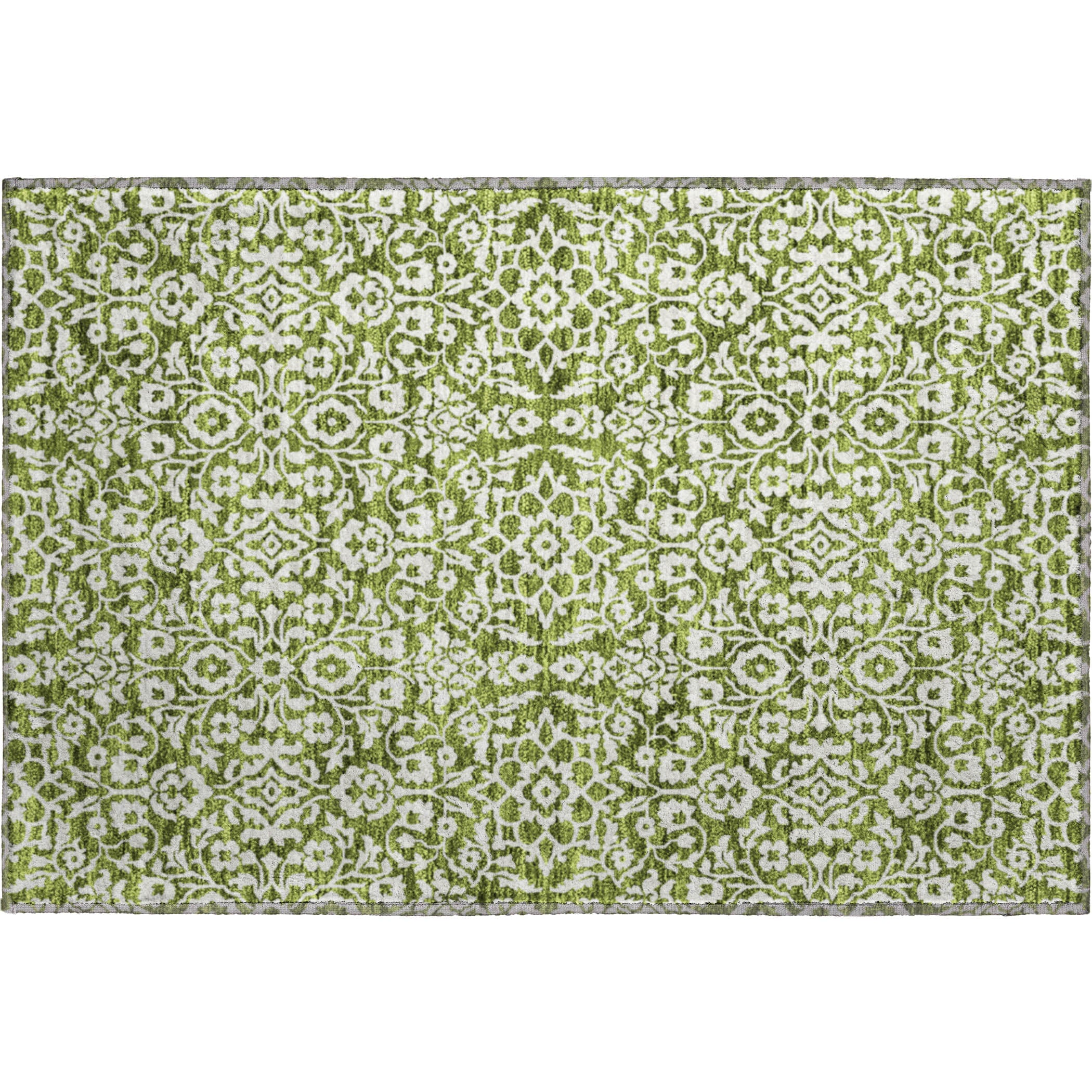 Sintra Machine Washable Traditional Olive Green Rug 1'8" x 2'6" #shape_Rectangle