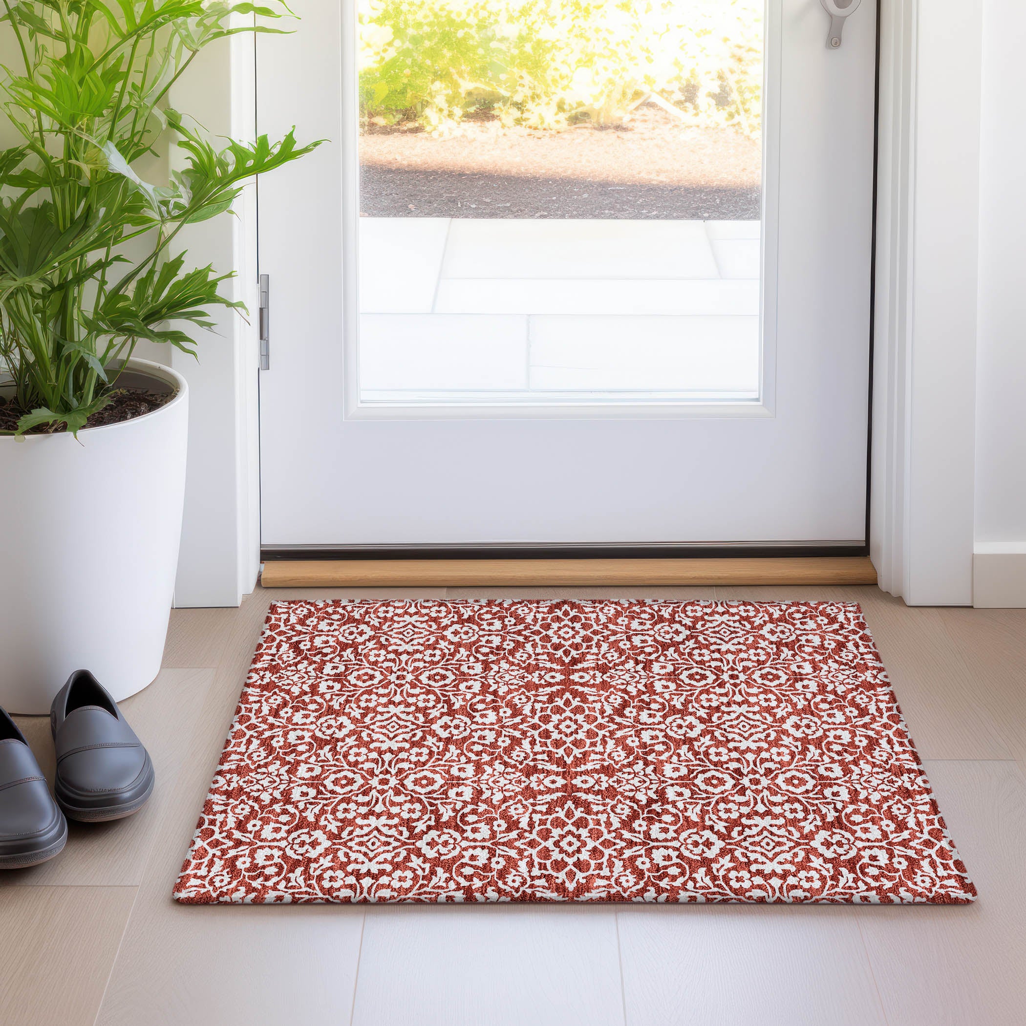 Sintra Machine Washable Traditional Red Rug 1'8" x 2'6" #shape_Rectangle