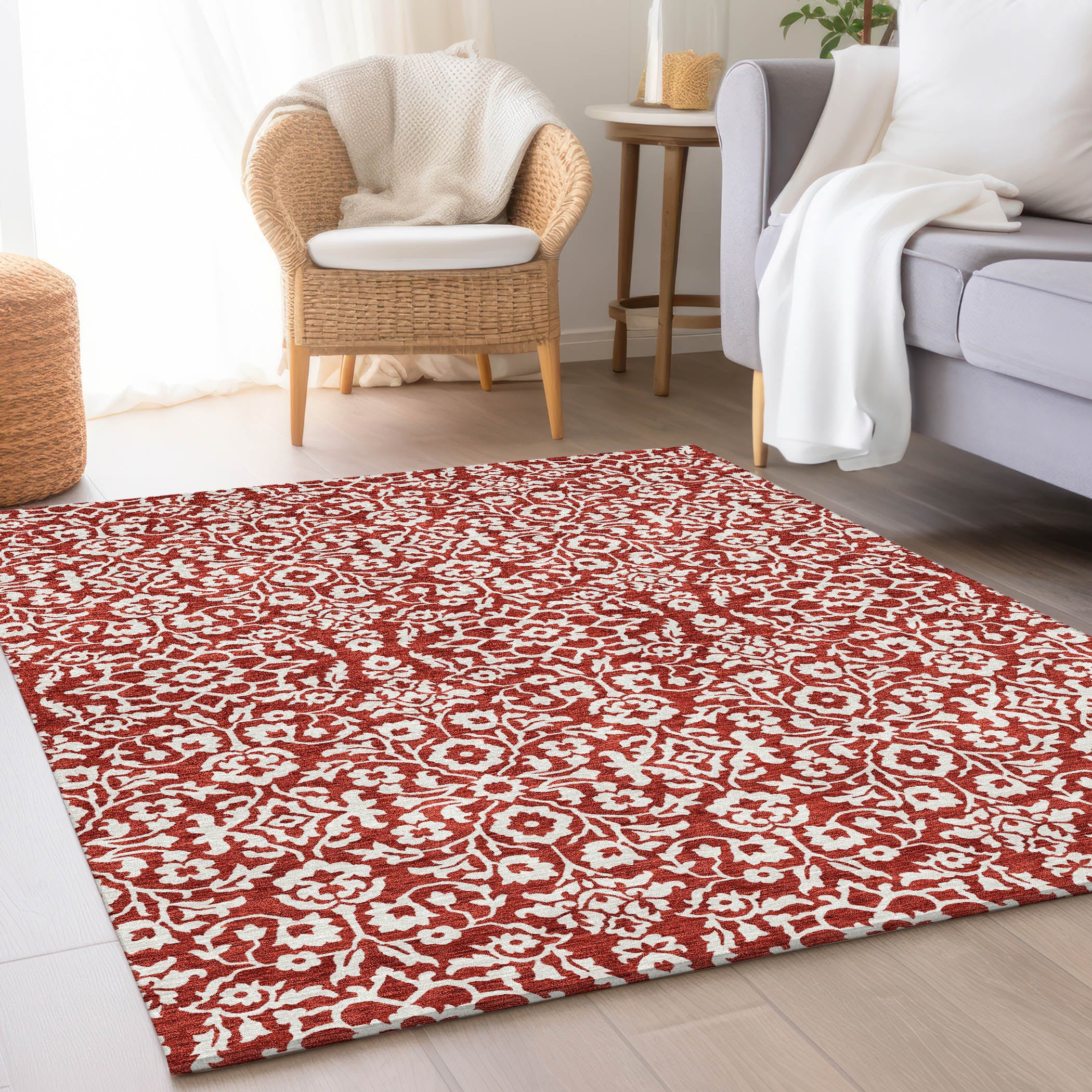 Sintra Machine Washable Traditional Red Rug 2'6" x 3'10" #shape_Rectangle