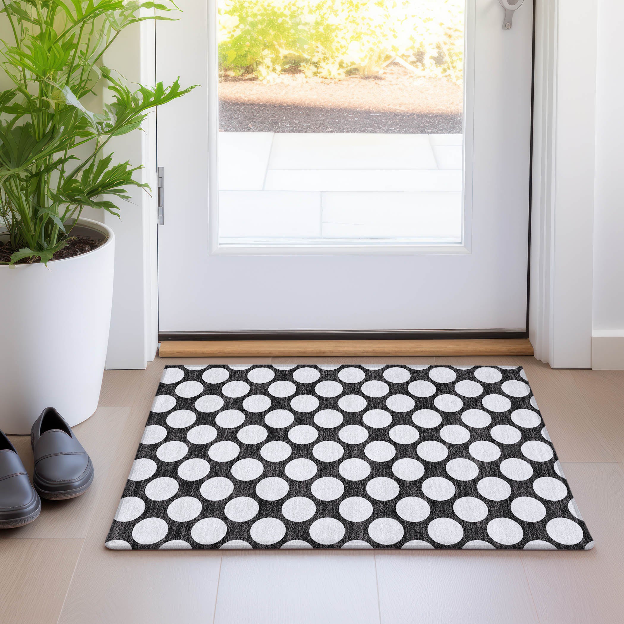 Zanzibar Machine Washable Transitional Black Rug 1'8" x 2'6" #shape_Rectangle