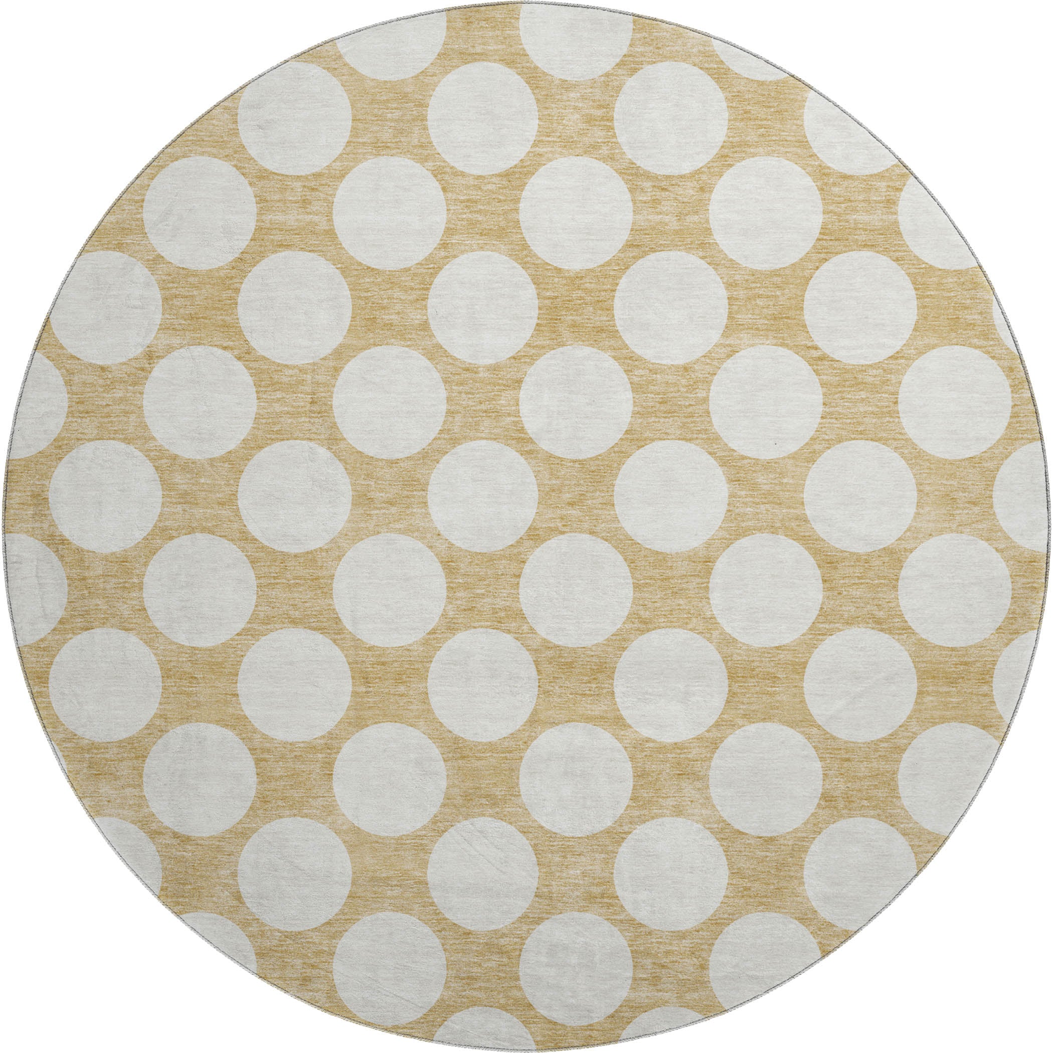 Zanzibar Machine Washable Transitional Gold Rug 8' x 8' #shape_Round