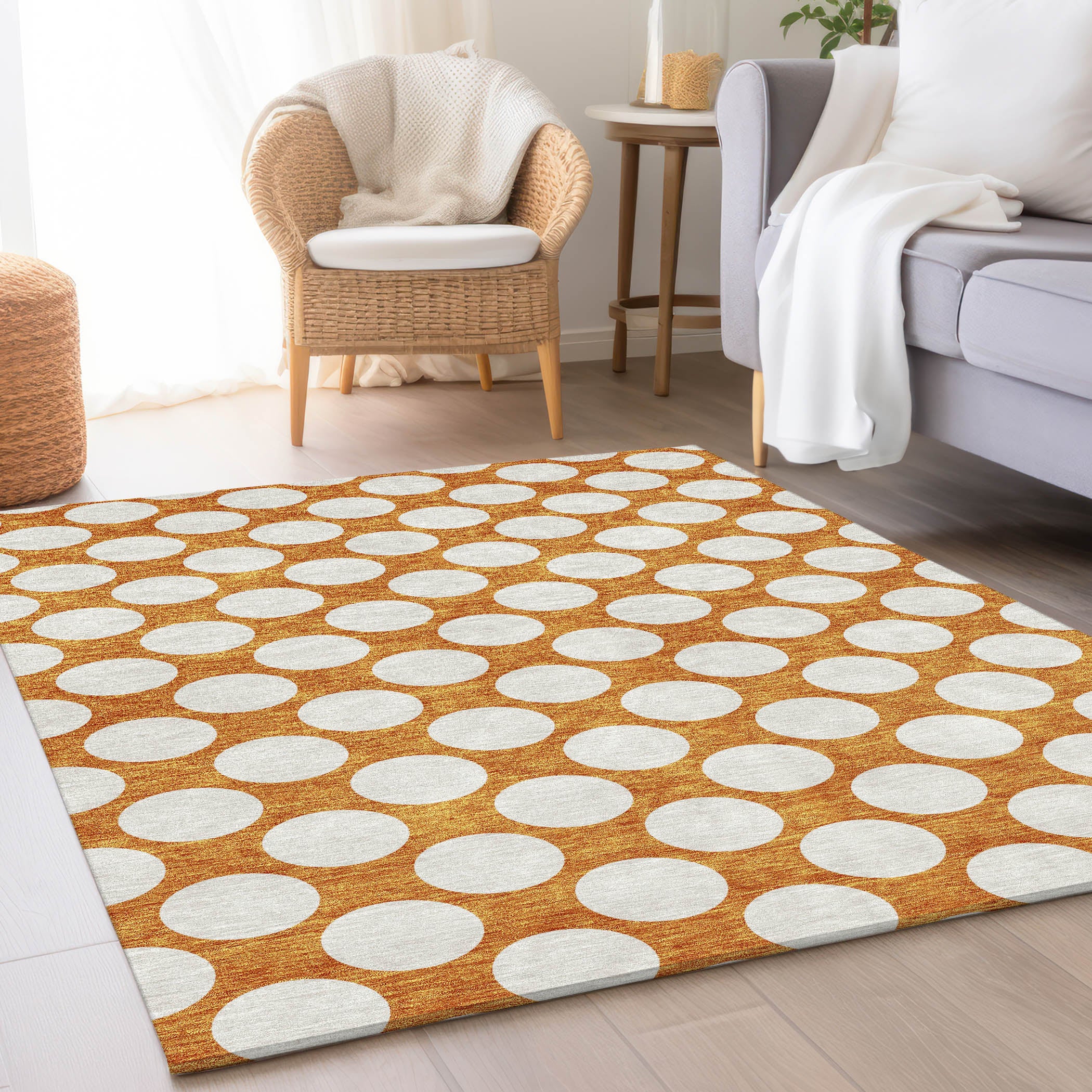 Zanzibar Machine Washable Transitional Orange Rug 2'6" x 3'10" #shape_Rectangle