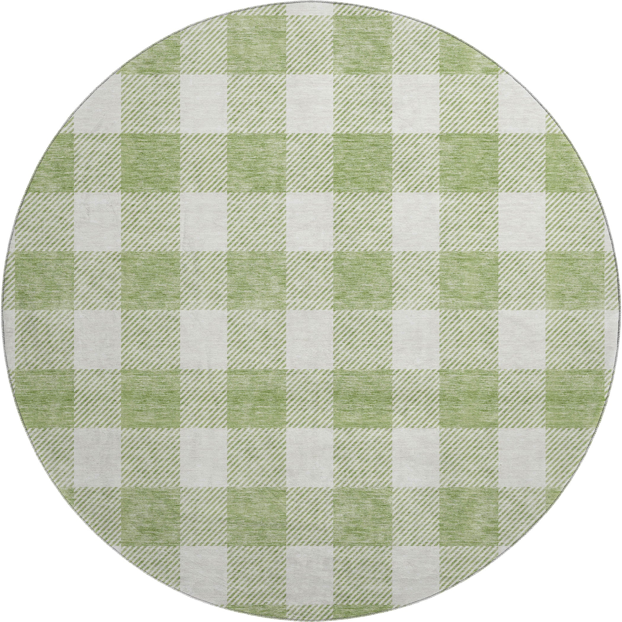 Kyoto Machine Washable Transitional Aloe Green Rug 8' x 8' #shape_Round