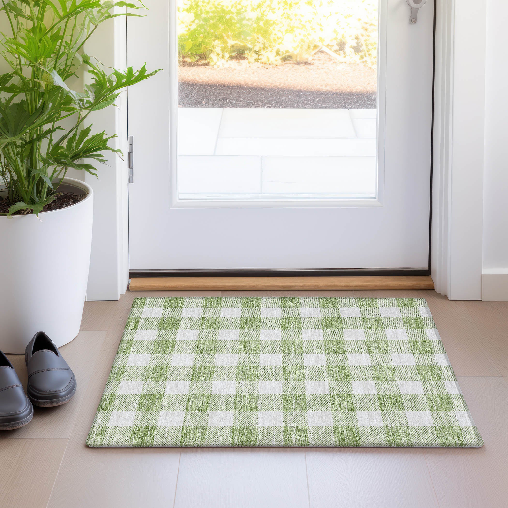 Kyoto Machine Washable Transitional Aloe Green Rug 1'8" x 2'6" #shape_Rectangle