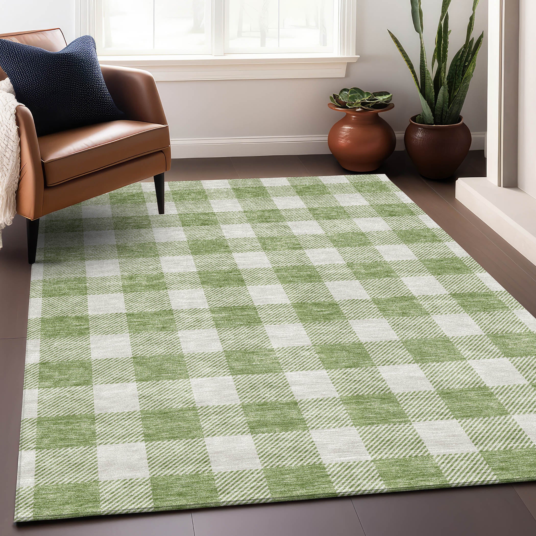 Kyoto Machine Washable Transitional Aloe Green Rug 2'6" x 3'10" #shape_Rectangle