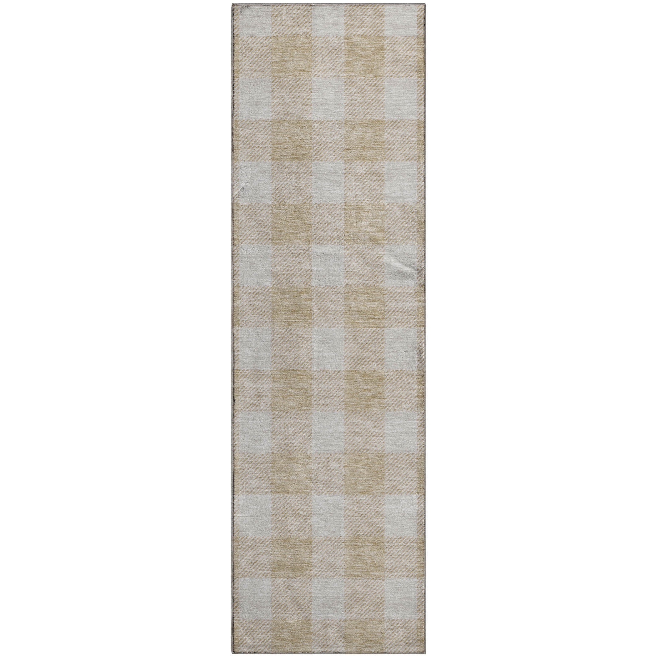 Kyoto Machine Washable Transitional Beige Brown Rug 2'3" x 7'6" #shape_Runner