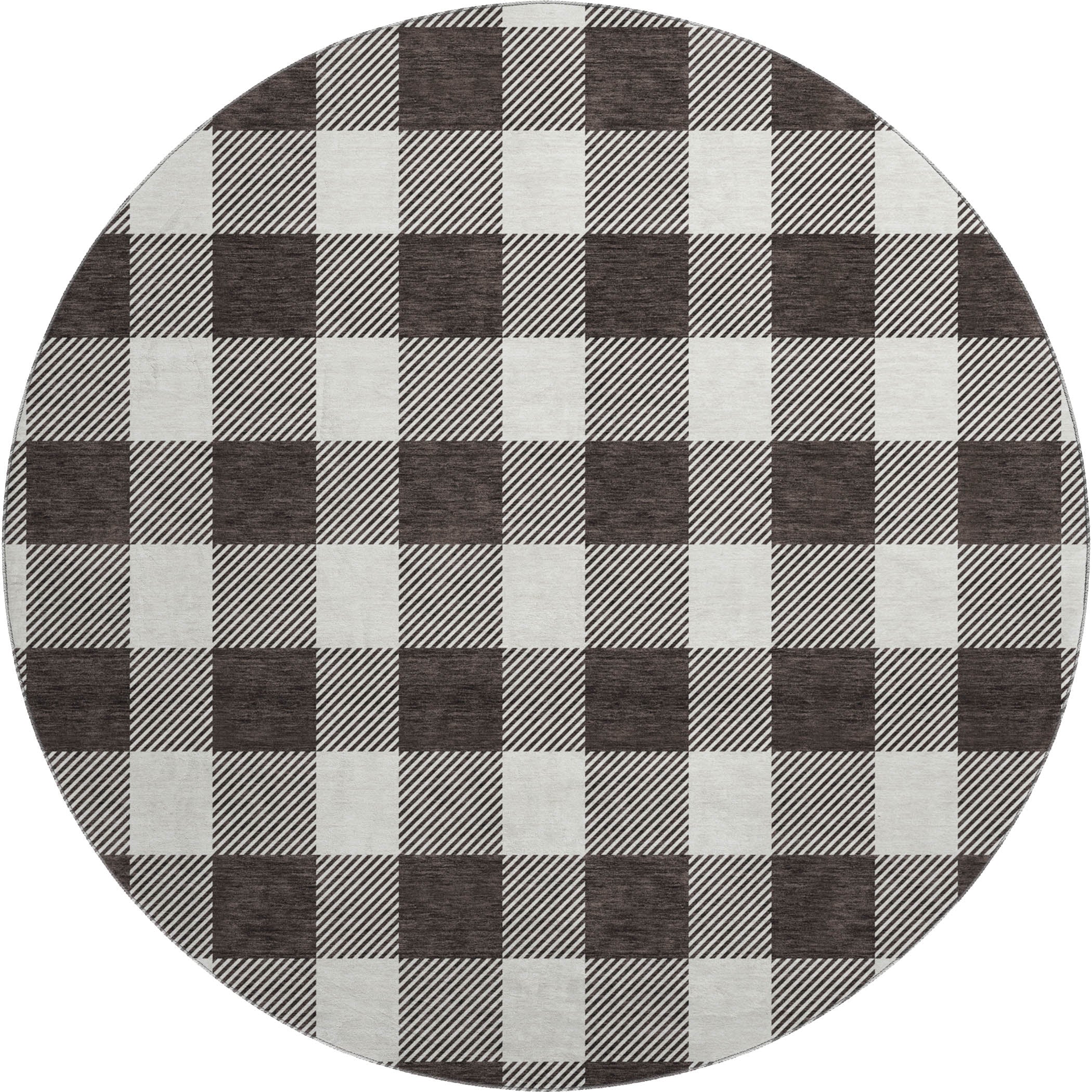 Kyoto Machine Washable Transitional Black Rug 8' x 8' #shape_Round