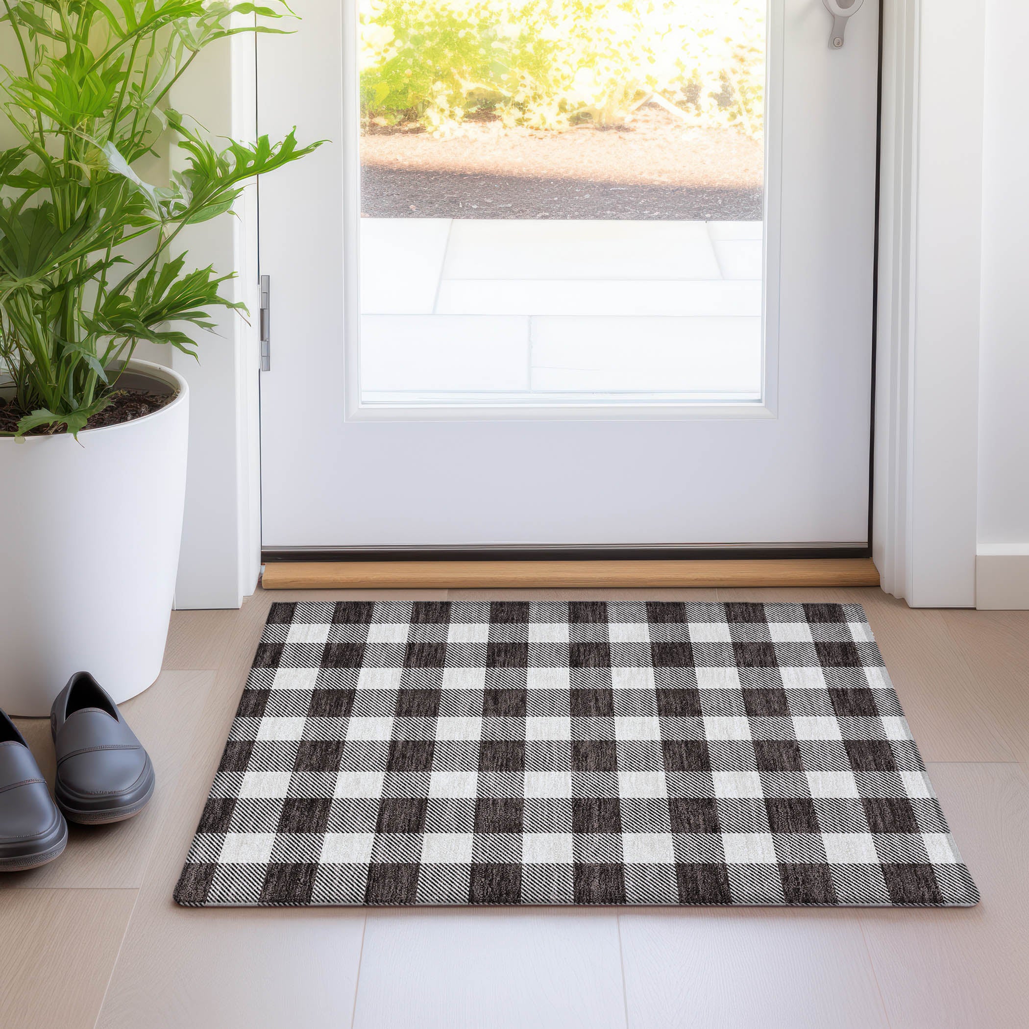 Kyoto Machine Washable Transitional Black Rug 1'8" x 2'6" #shape_Rectangle