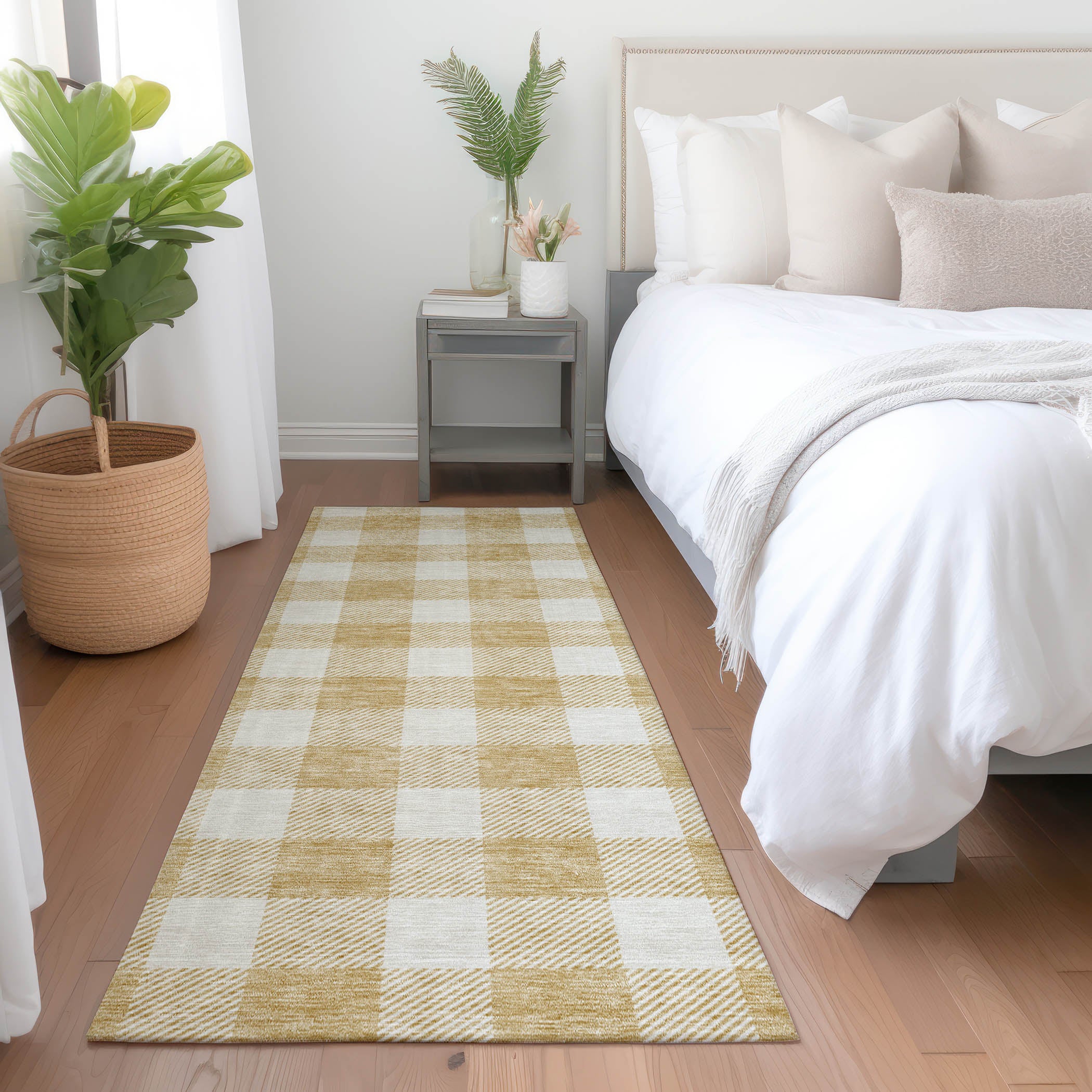 Kyoto Machine Washable Transitional Gold Rug 2'3" x 7'6" #shape_Runner