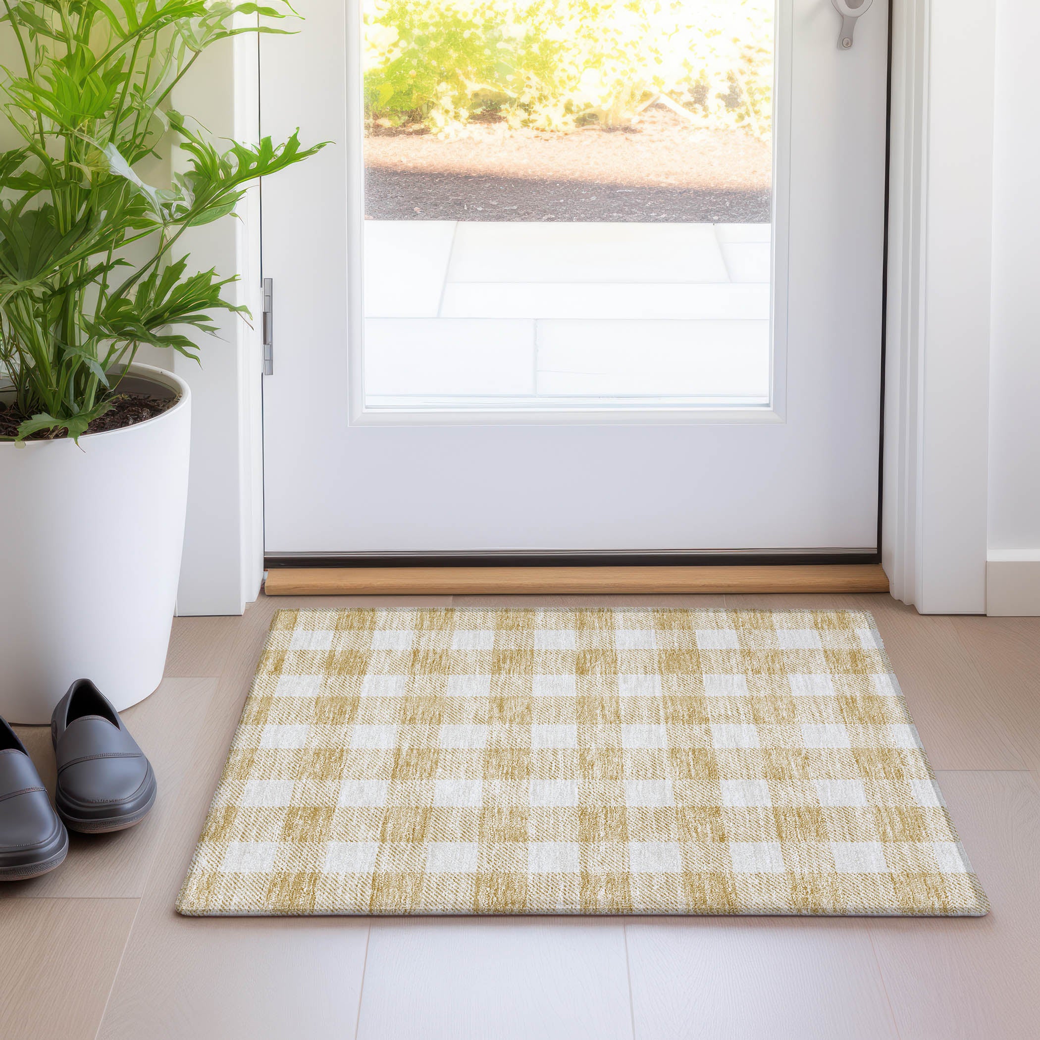Kyoto Machine Washable Transitional Gold Rug 1'8" x 2'6" #shape_Rectangle