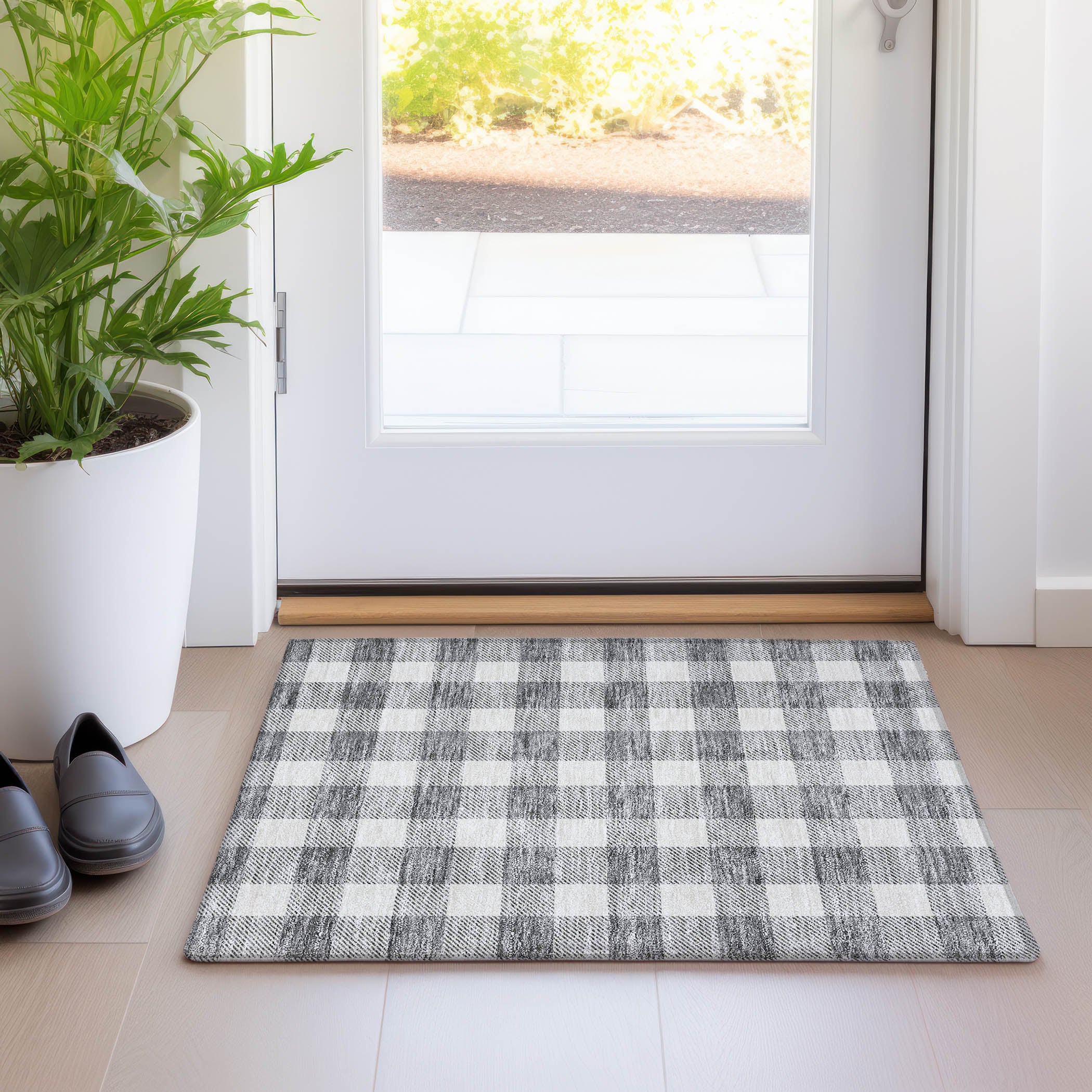 Kyoto Machine Washable Transitional Gray Rug 1'8" x 2'6" #shape_Rectangle