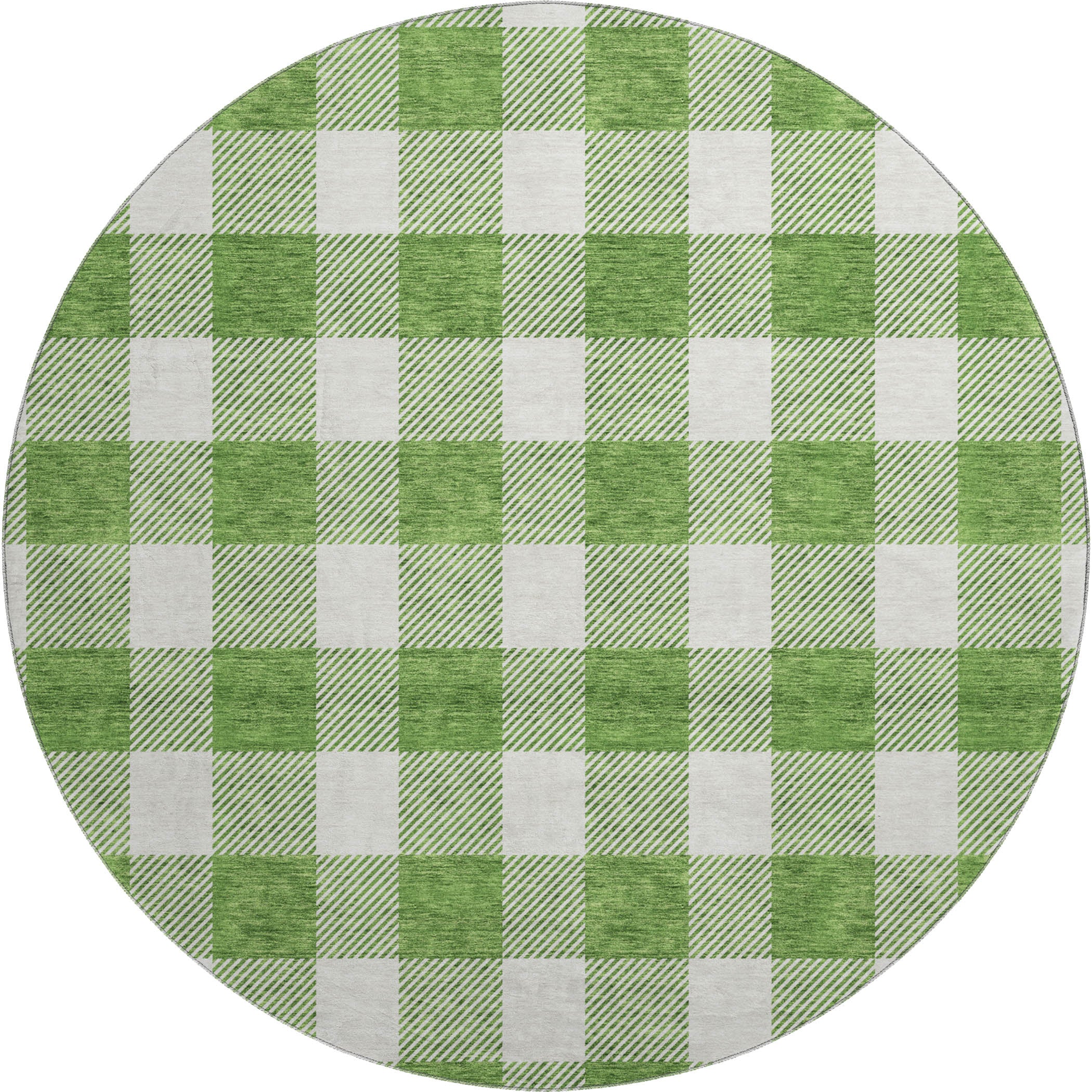 Kyoto Machine Washable Transitional Green Rug 8' x 8' #shape_Round