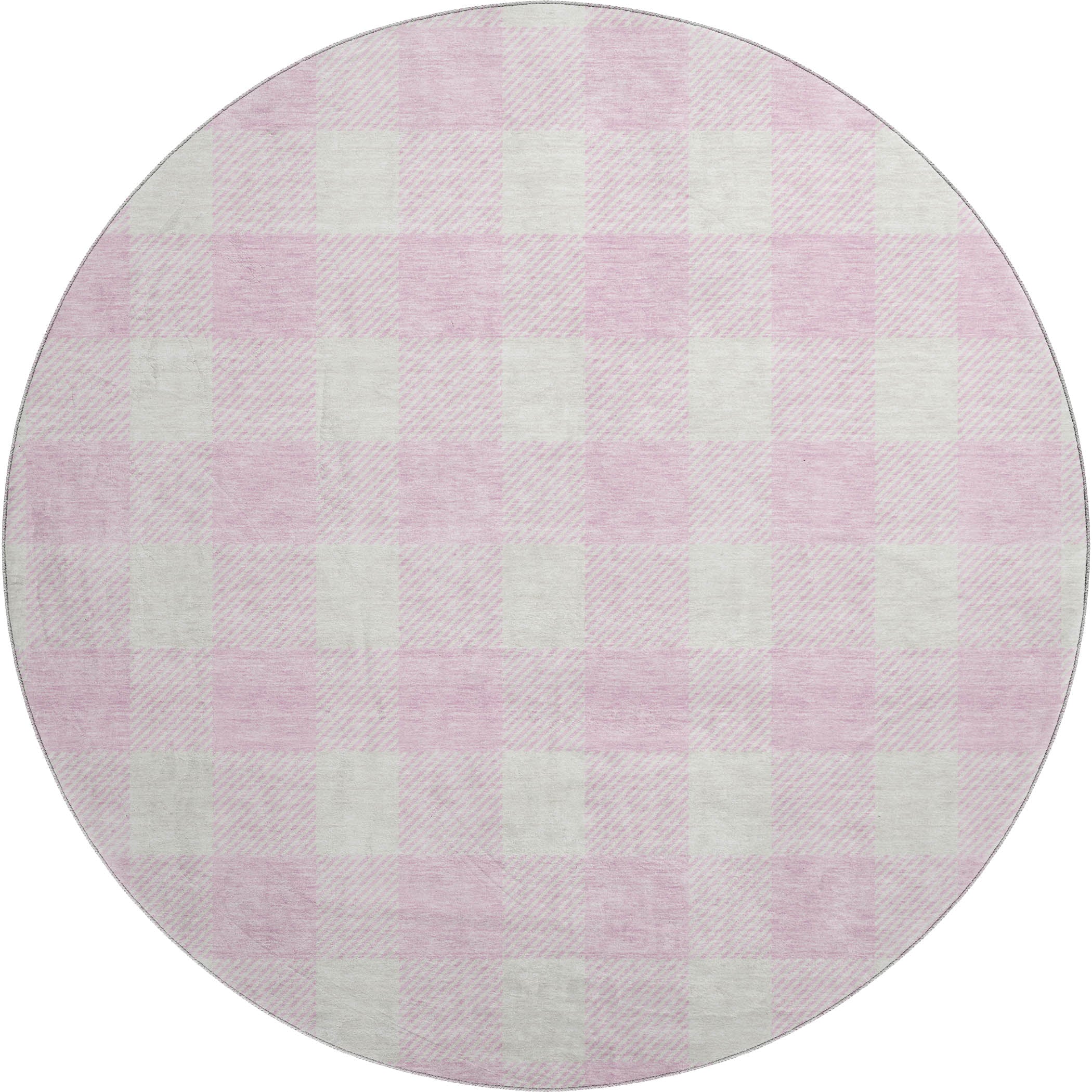 Kyoto Machine Washable Transitional Pink Rug 8' x 8' #shape_Round