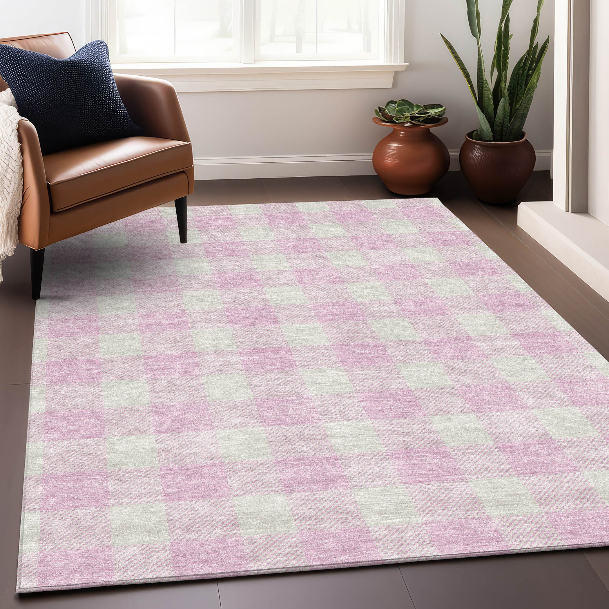 Kyoto Machine Washable Transitional Pink Rug 2'6" x 3'10" #shape_Rectangle