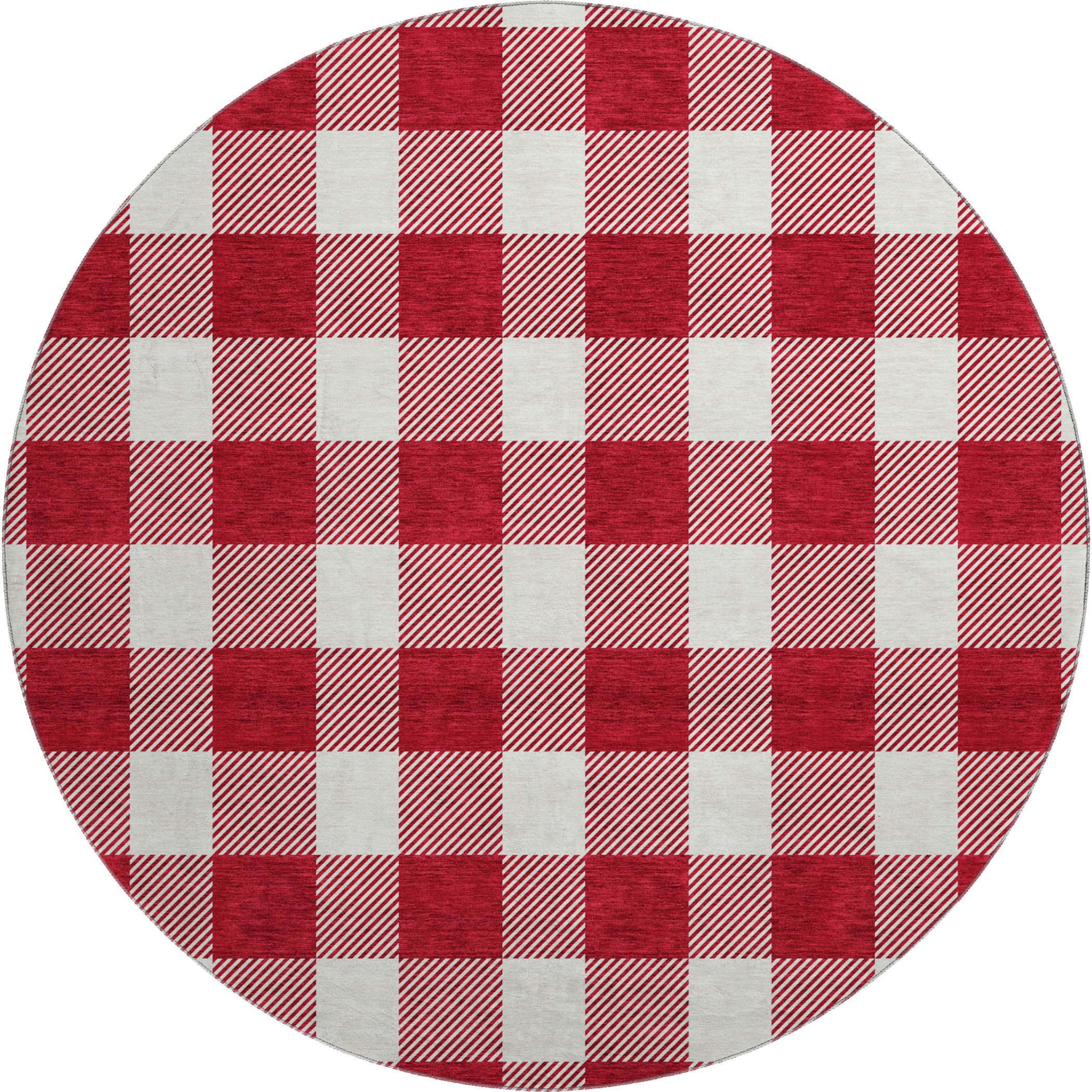 Kyoto Machine Washable Transitional Red Rug 8' x 8' #shape_Round