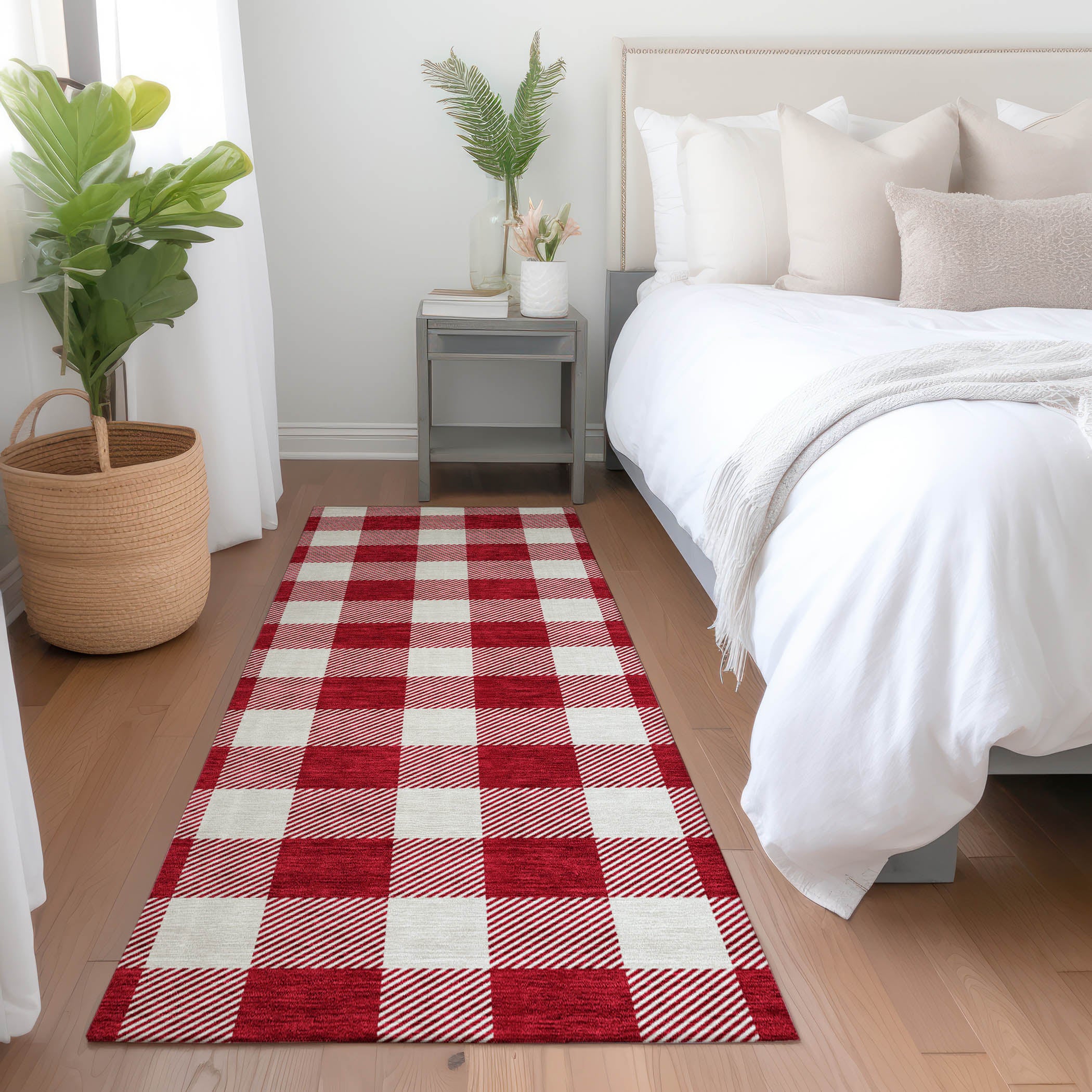 Kyoto Machine Washable Transitional Red Rug 2'3" x 7'6" #shape_Runner