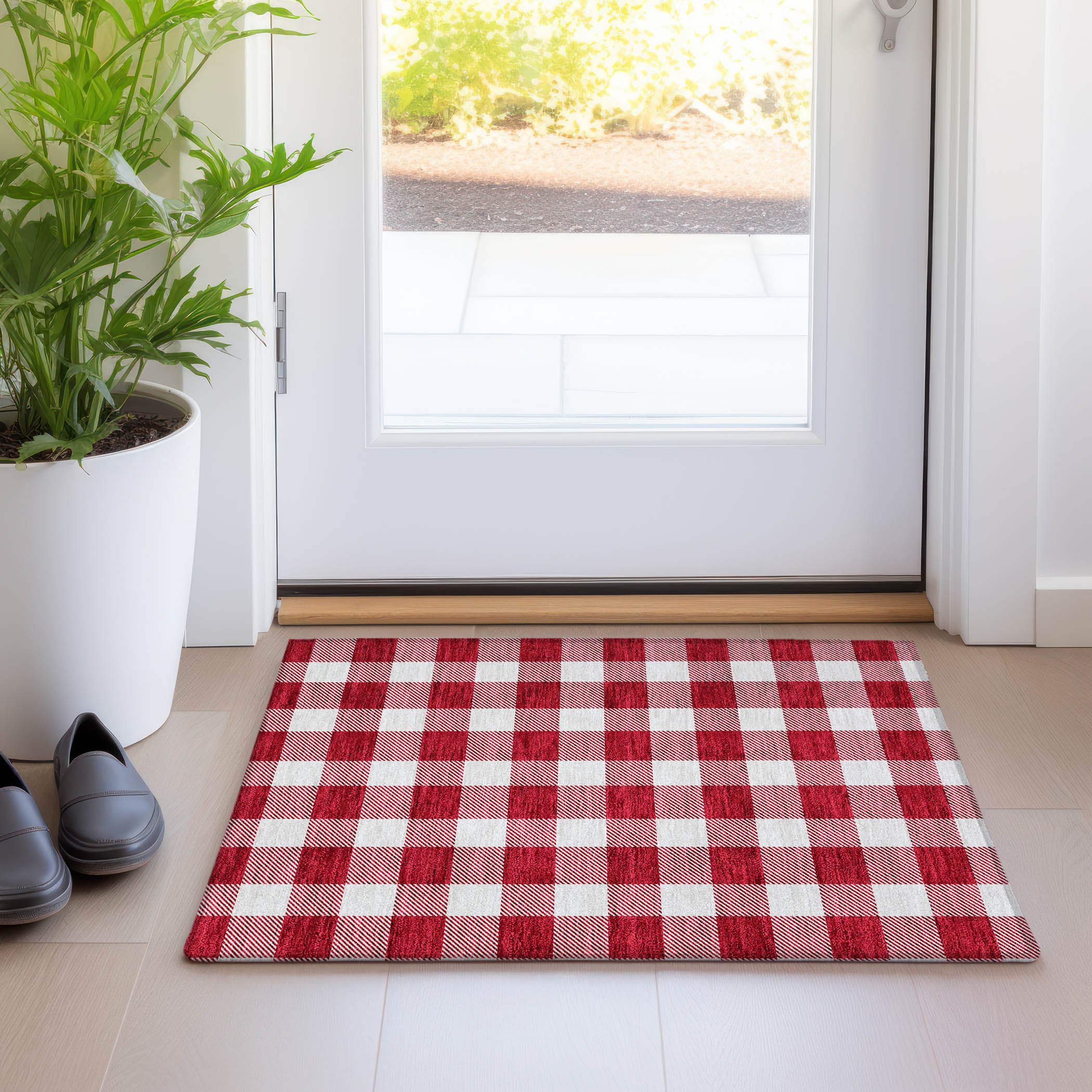 Kyoto Machine Washable Transitional Red Rug 1'8" x 2'6" #shape_Rectangle