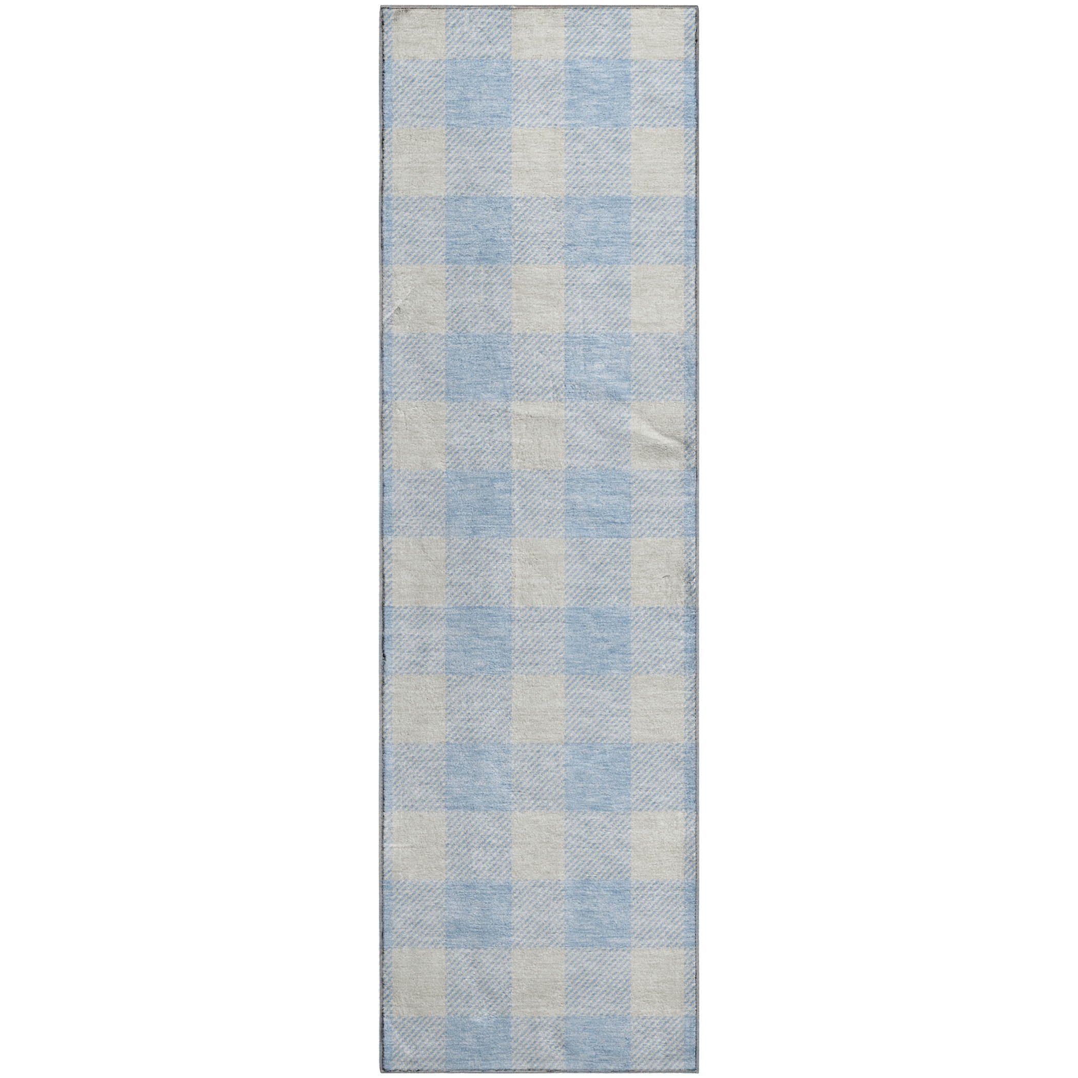 Kyoto Machine Washable Transitional Sky Blue Rug 2'3" x 7'6" #shape_Runner