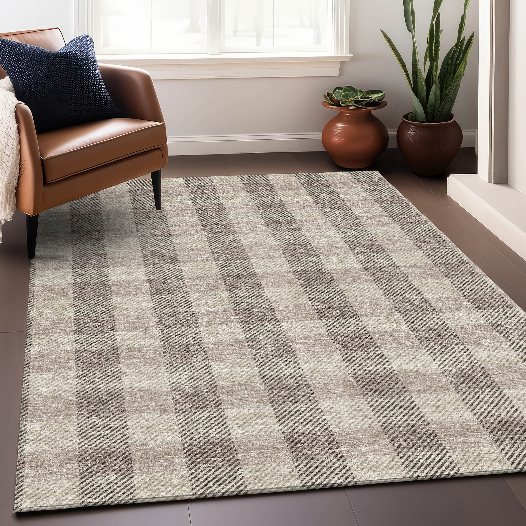 Bruges Machine Washable Transitional Beige Brown Rug 2'6" x 3'10" #shape_Rectangle