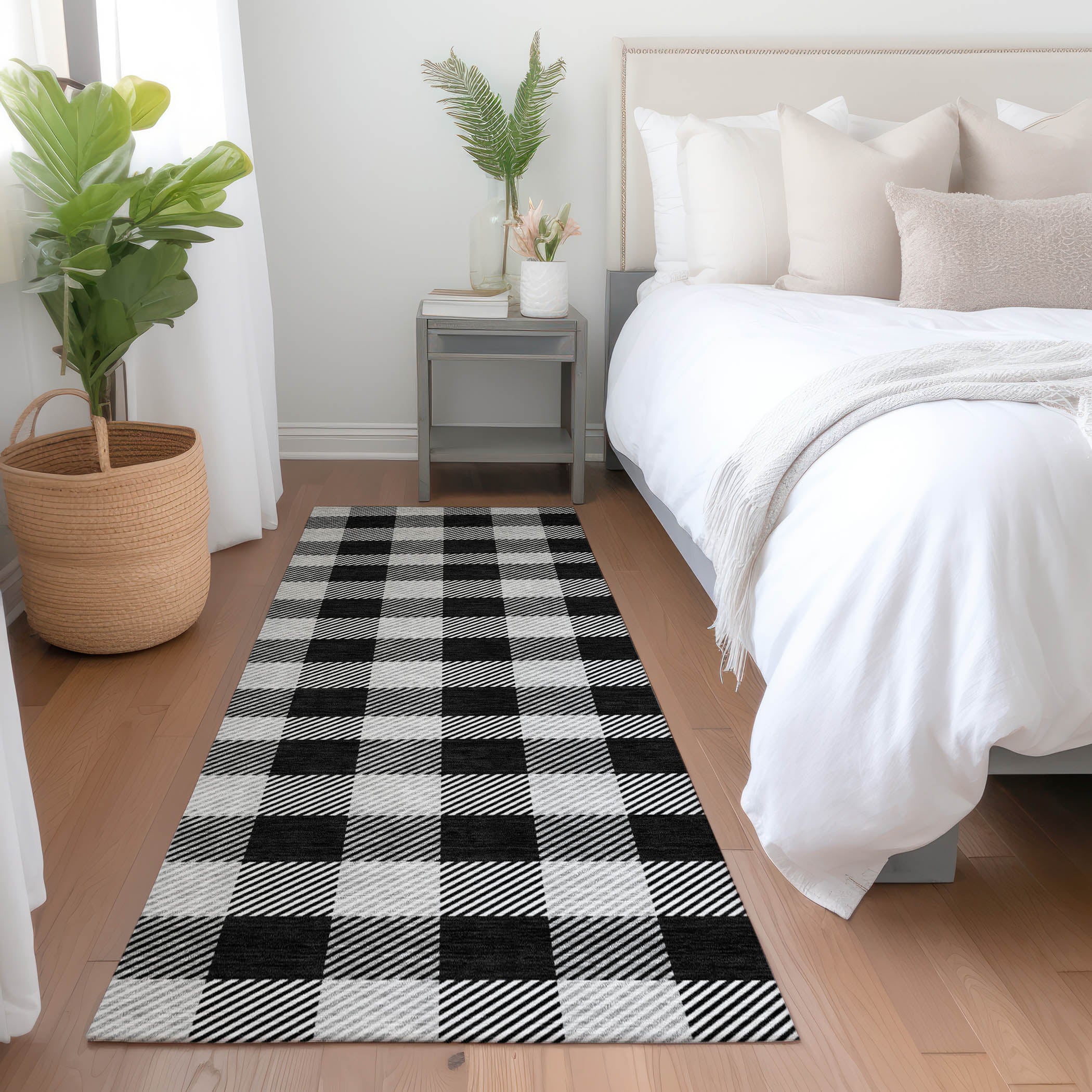 Bruges Machine Washable Transitional Black Rug 2'3" x 7'6" #shape_Runner