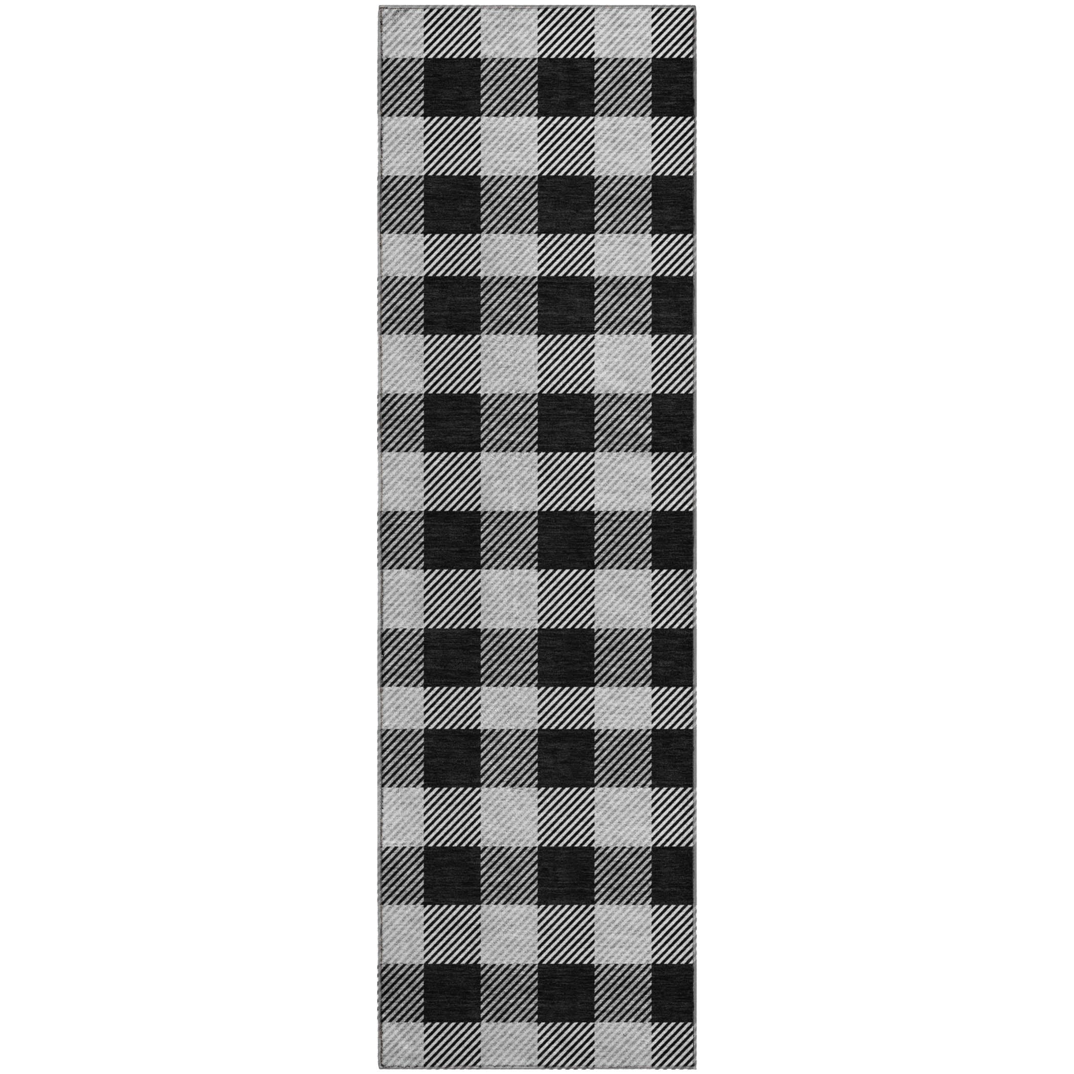 Bruges Machine Washable Transitional Black Rug 2'3" x 7'6" #shape_Runner