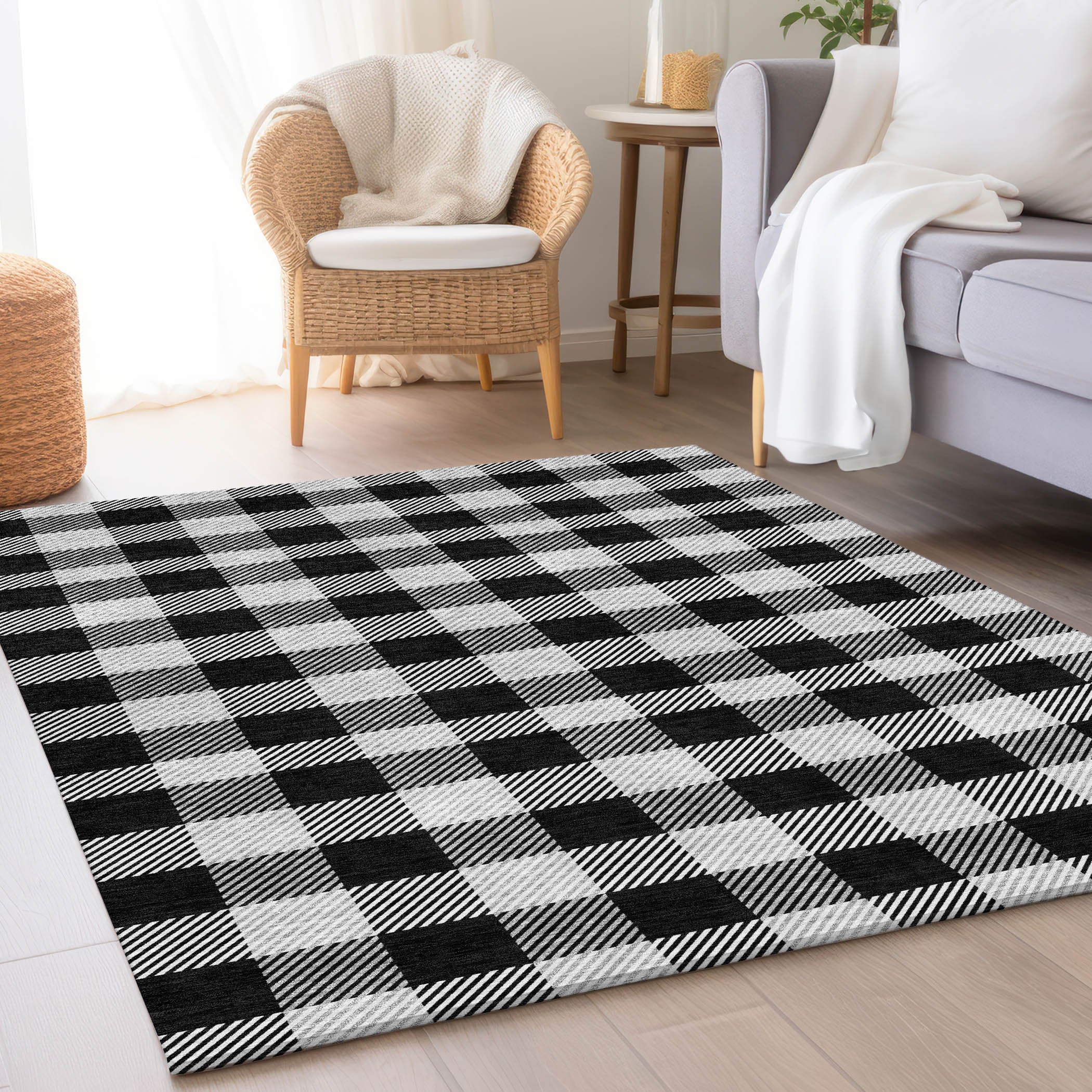 Bruges Machine Washable Transitional Black Rug 2'6" x 3'10" #shape_Rectangle