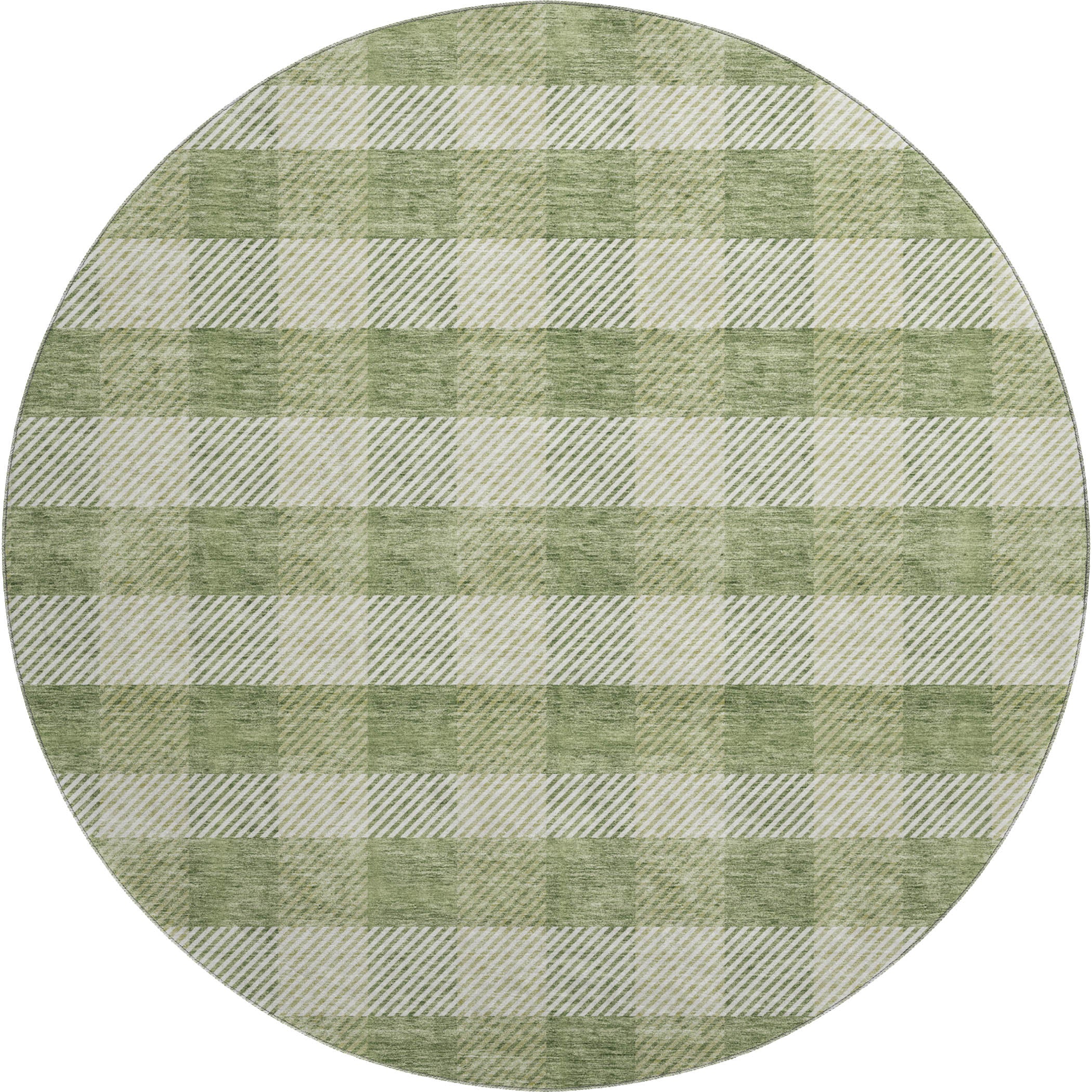 Bruges Machine Washable Transitional Green Rug 8' x 8' #shape_Round
