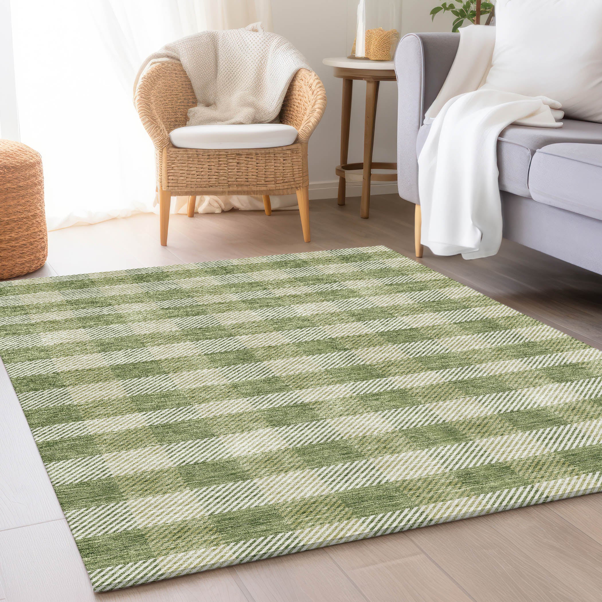 Bruges Machine Washable Transitional Green Rug 2'6" x 3'10" #shape_Rectangle