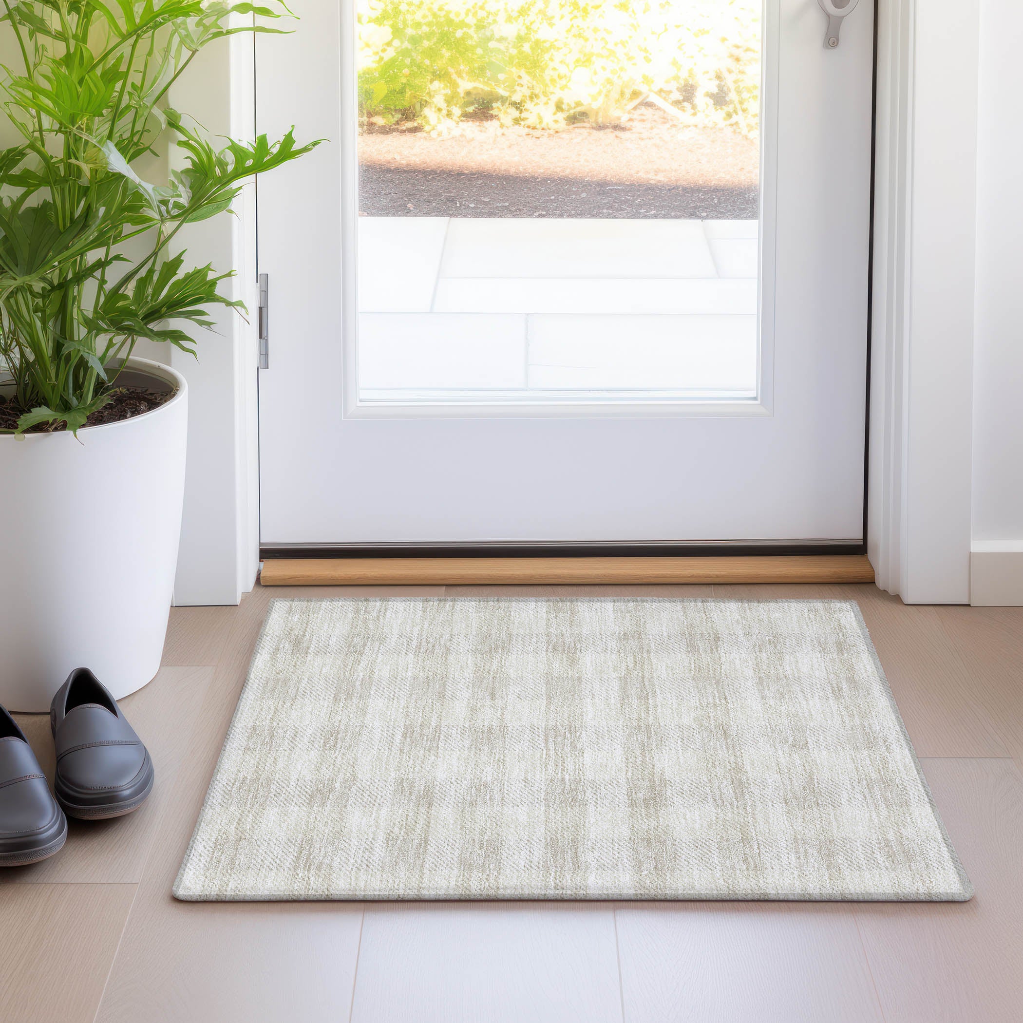 Bruges Machine Washable Transitional Ivory Rug 1'8" x 2'6" #shape_Rectangle