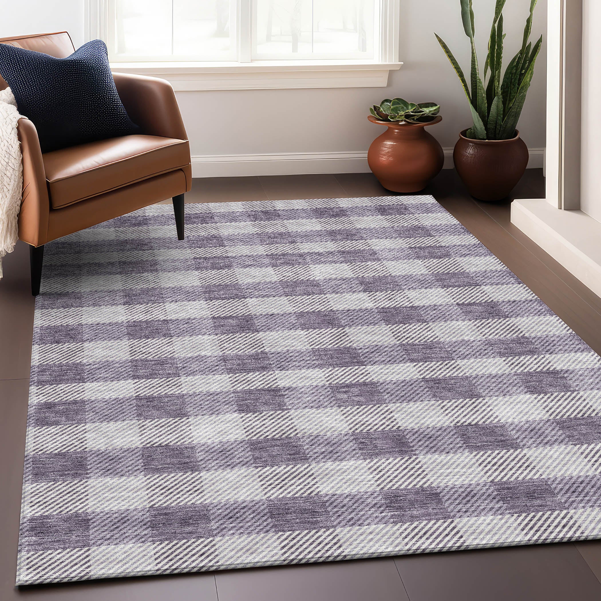 Bruges Machine Washable Transitional Lavender Purple Rug 2'6" x 3'10" #shape_Rectangle