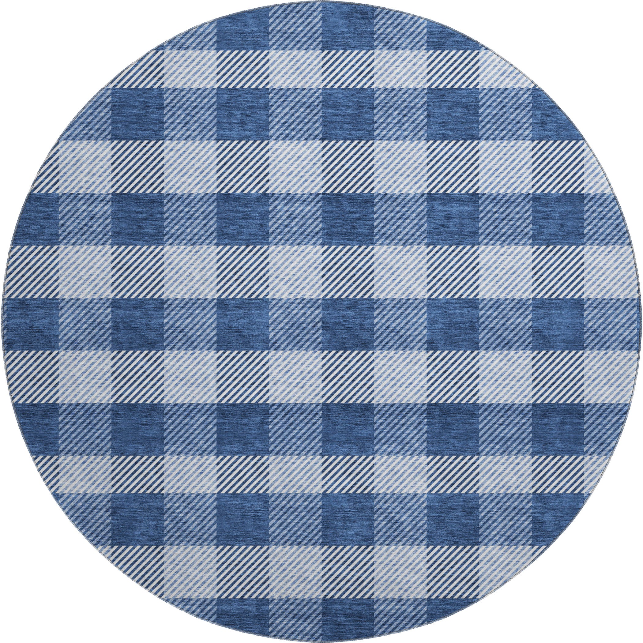 Bruges Machine Washable Transitional Navy Blue Rug 8' x 8' #shape_Round