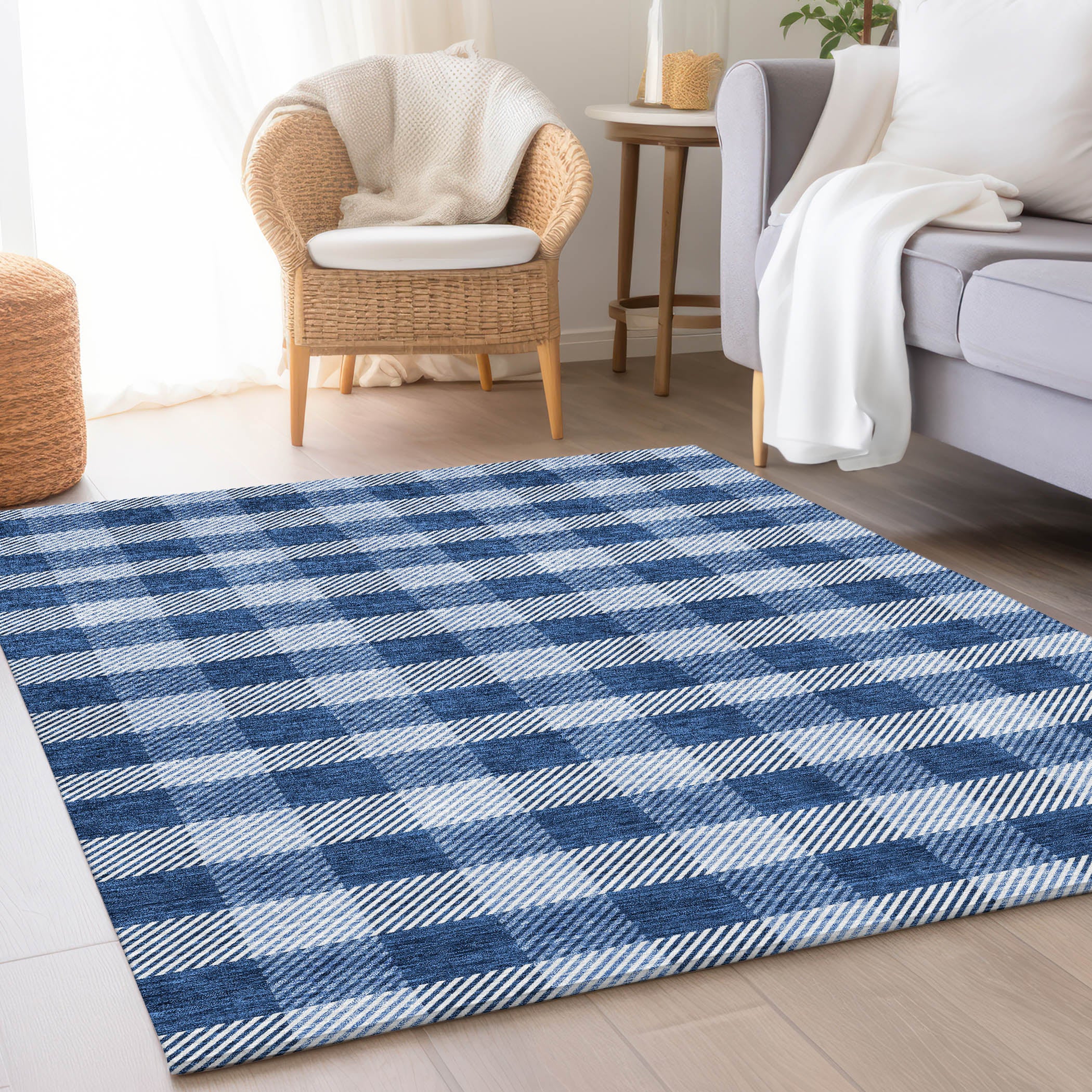 Bruges Machine Washable Transitional Navy Blue Rug 2'6" x 3'10" #shape_Rectangle