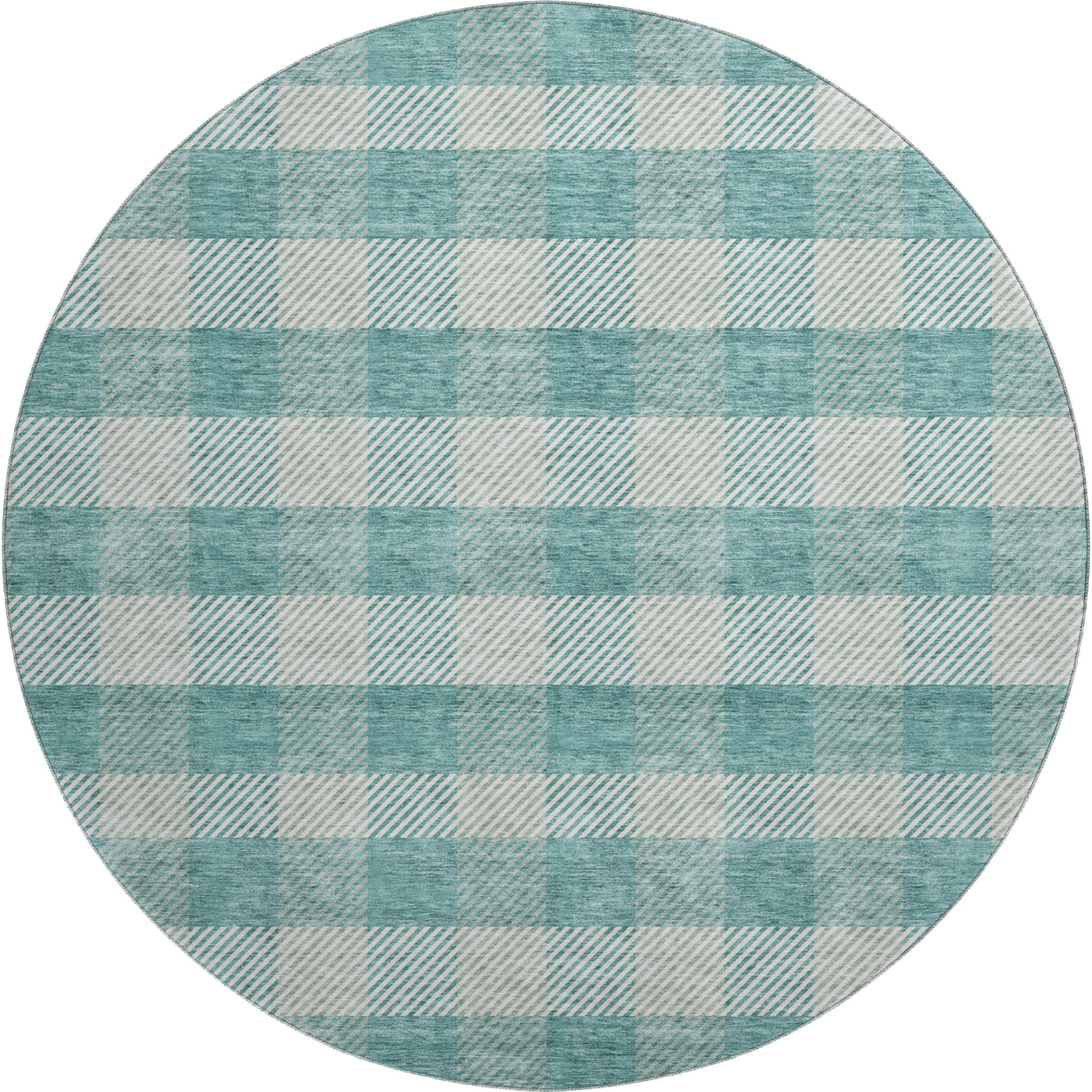 Bruges Machine Washable Transitional Teal Rug 8' x 8' #shape_Round