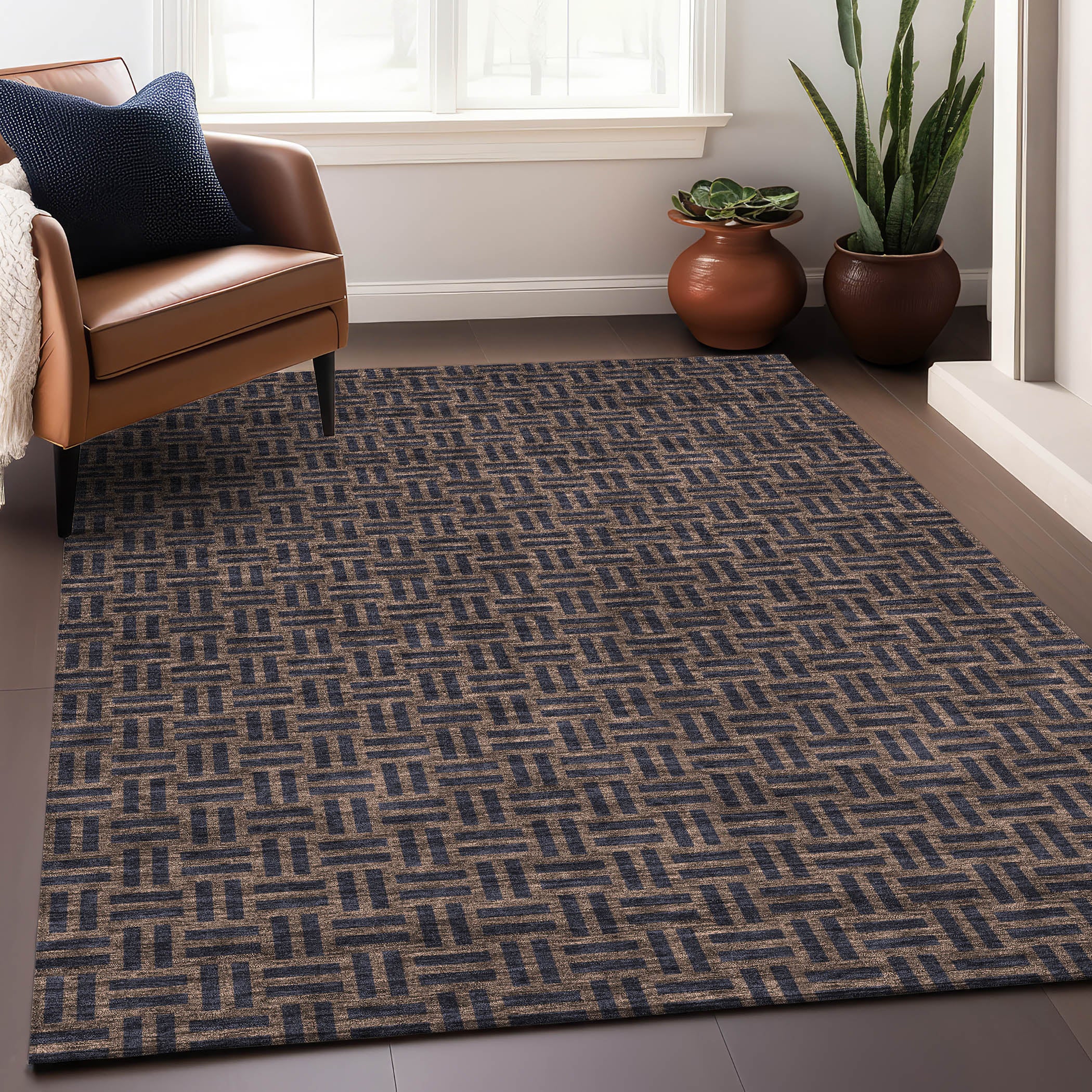 Bergen Machine Washable Transitional Chocolate Brown Rug 2'6" x 3'10" #shape_Rectangle