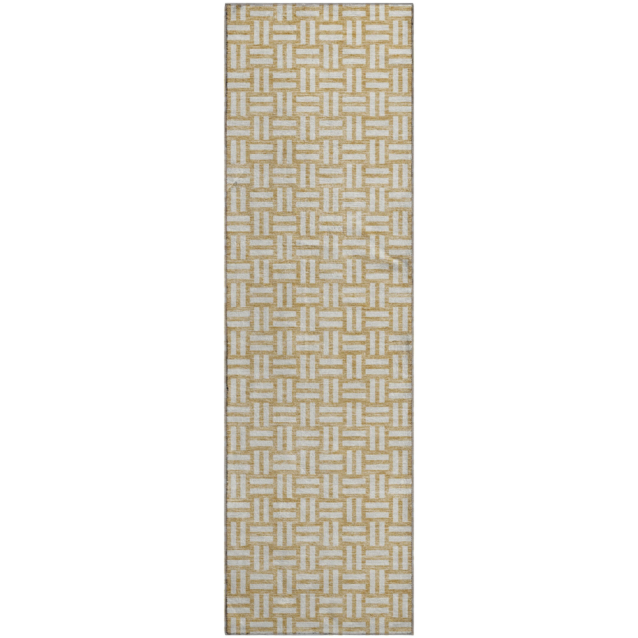 Bergen Machine Washable Transitional Gold Rug 2'3" x 7'6" #shape_Runner