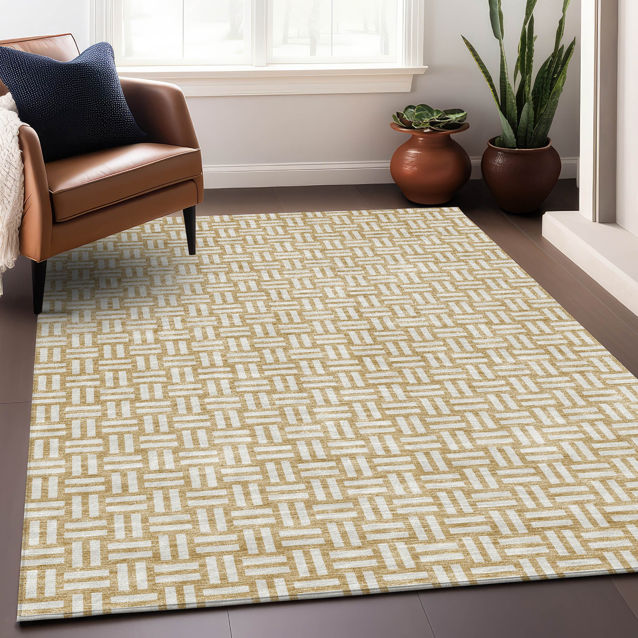 Bergen Machine Washable Transitional Gold Rug 2'6" x 3'10" #shape_Rectangle