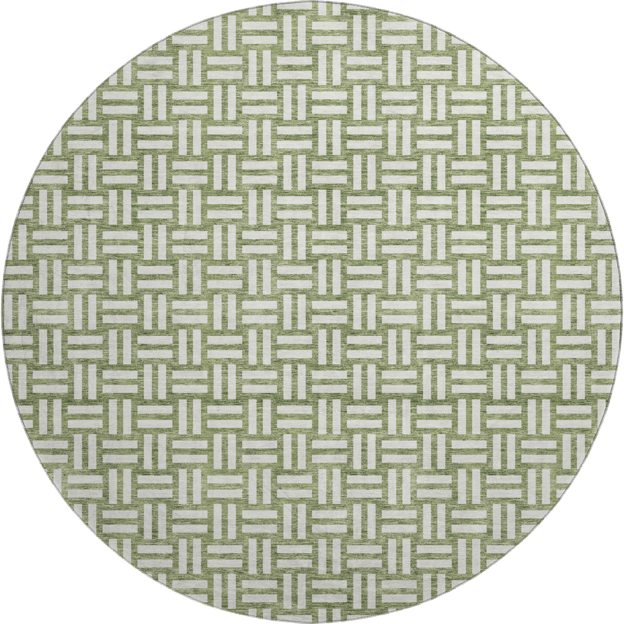 Bergen Machine Washable Transitional Green Rug 8' x 8' #shape_Round