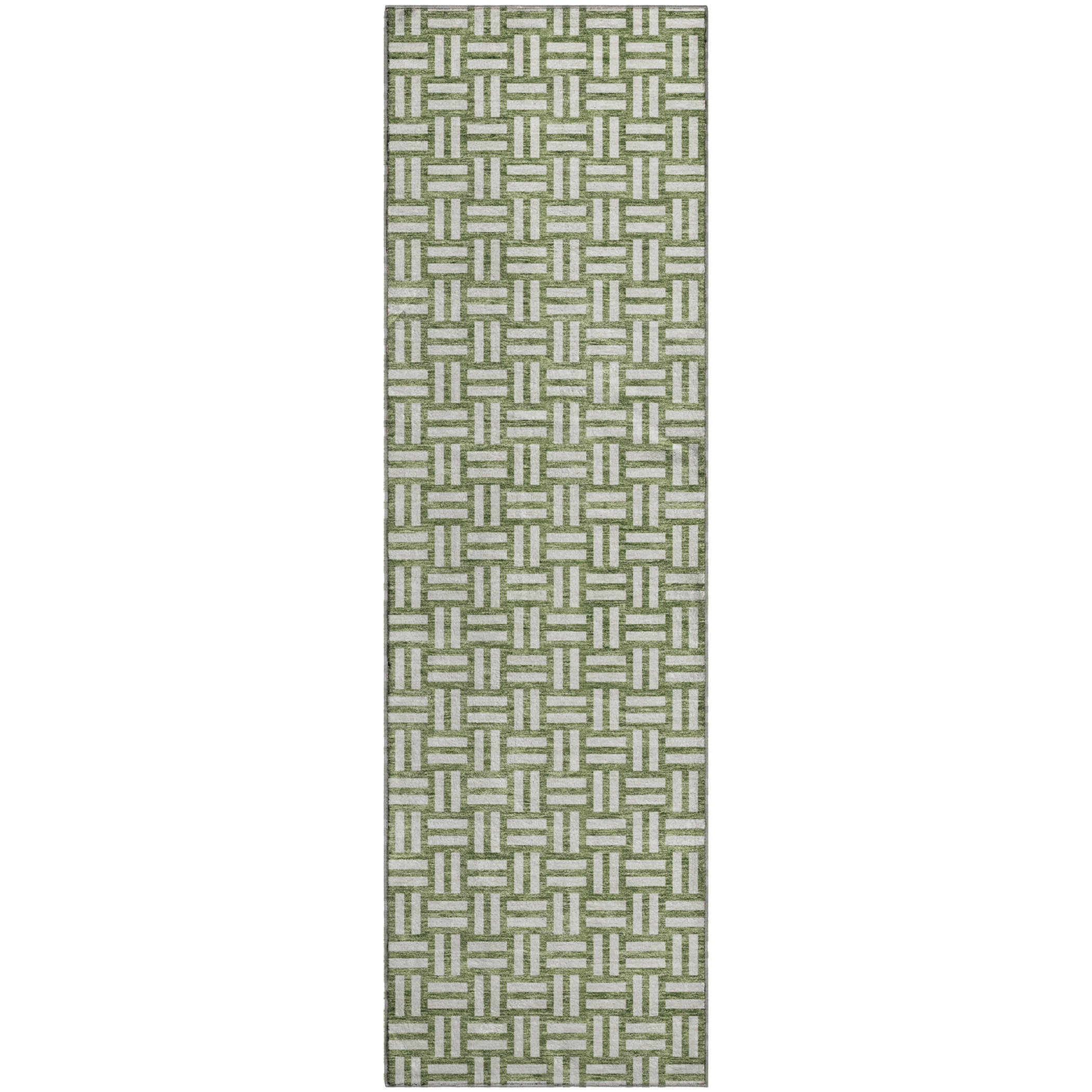 Bergen Machine Washable Transitional Green Rug 2'3" x 7'6" #shape_Runner